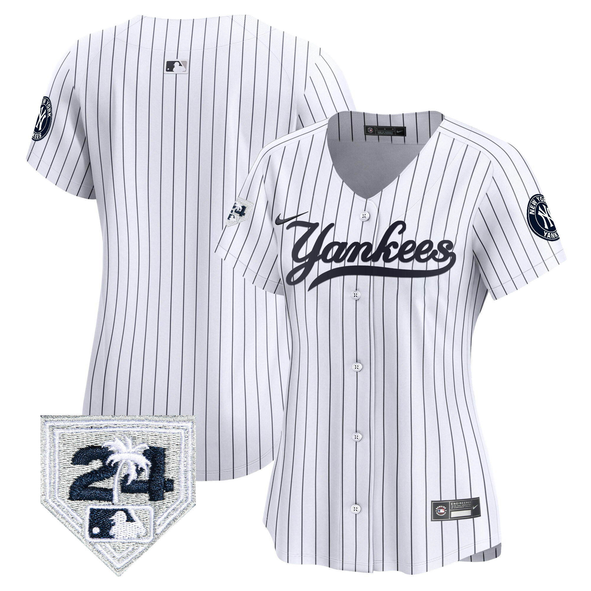 Team Women's New York Yankees 2024 Spring Training Patch Vapor Premier Limited V6 White Jersey - All Stitched