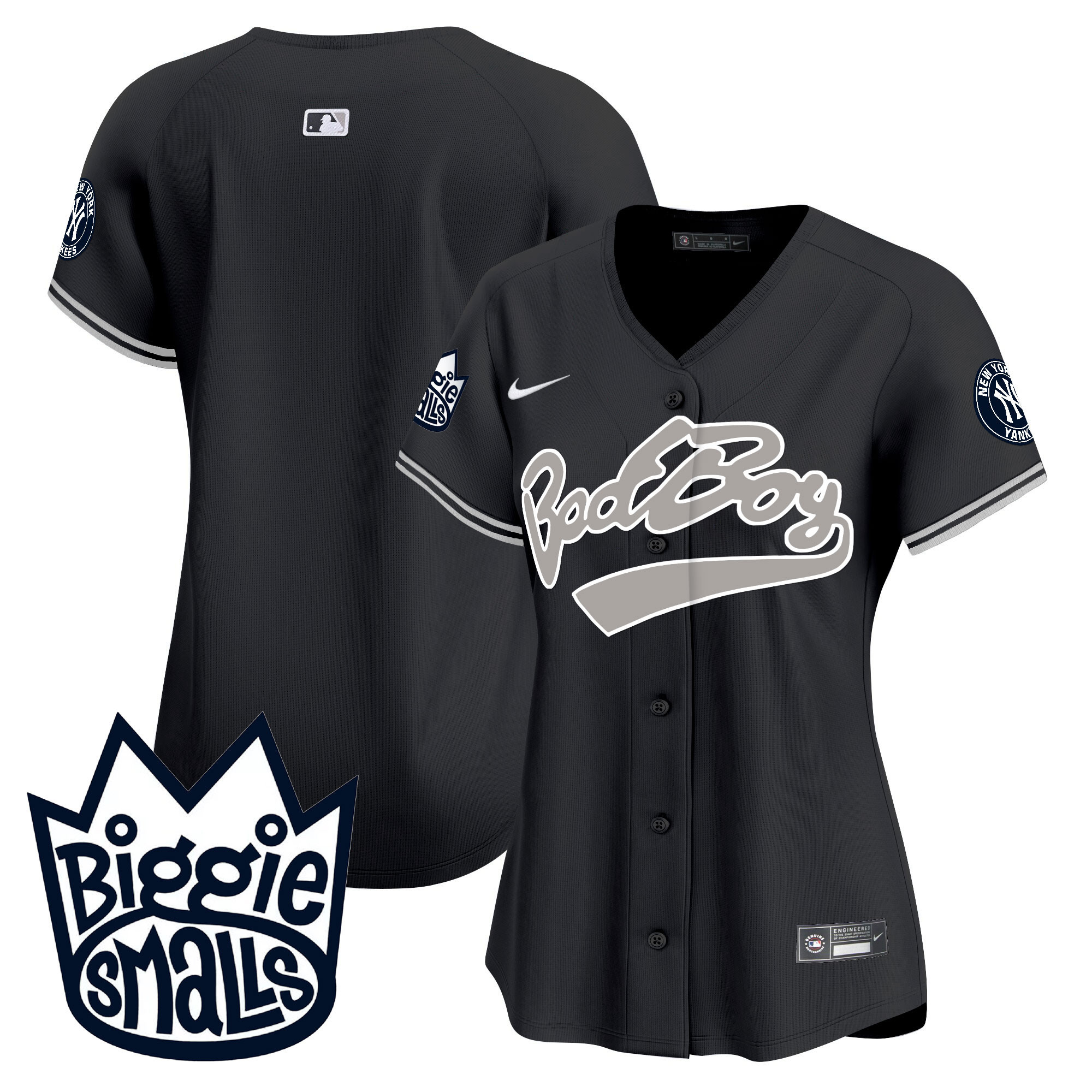 Team Women's New York Yankees Biggie Smalls Vapor Premier Limited Black Jersey - All Stitched