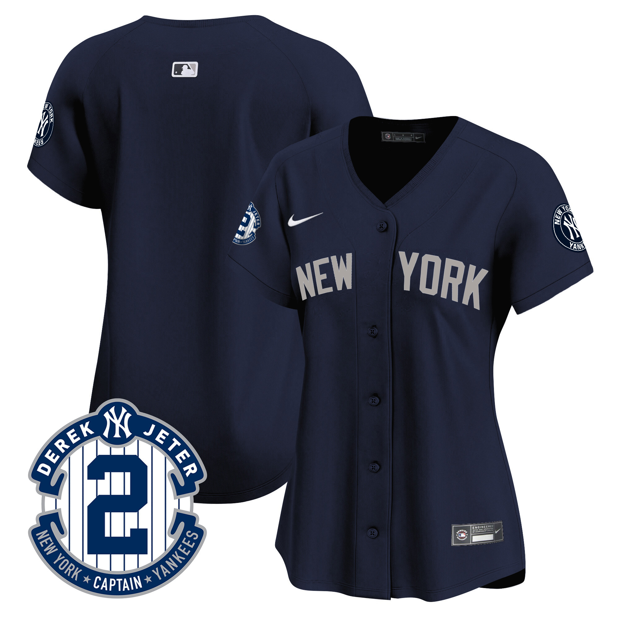 Team Women's New York Yankees Derek Jeter Patch Vapor Premier Limited Alternate Jersey - All Stitched