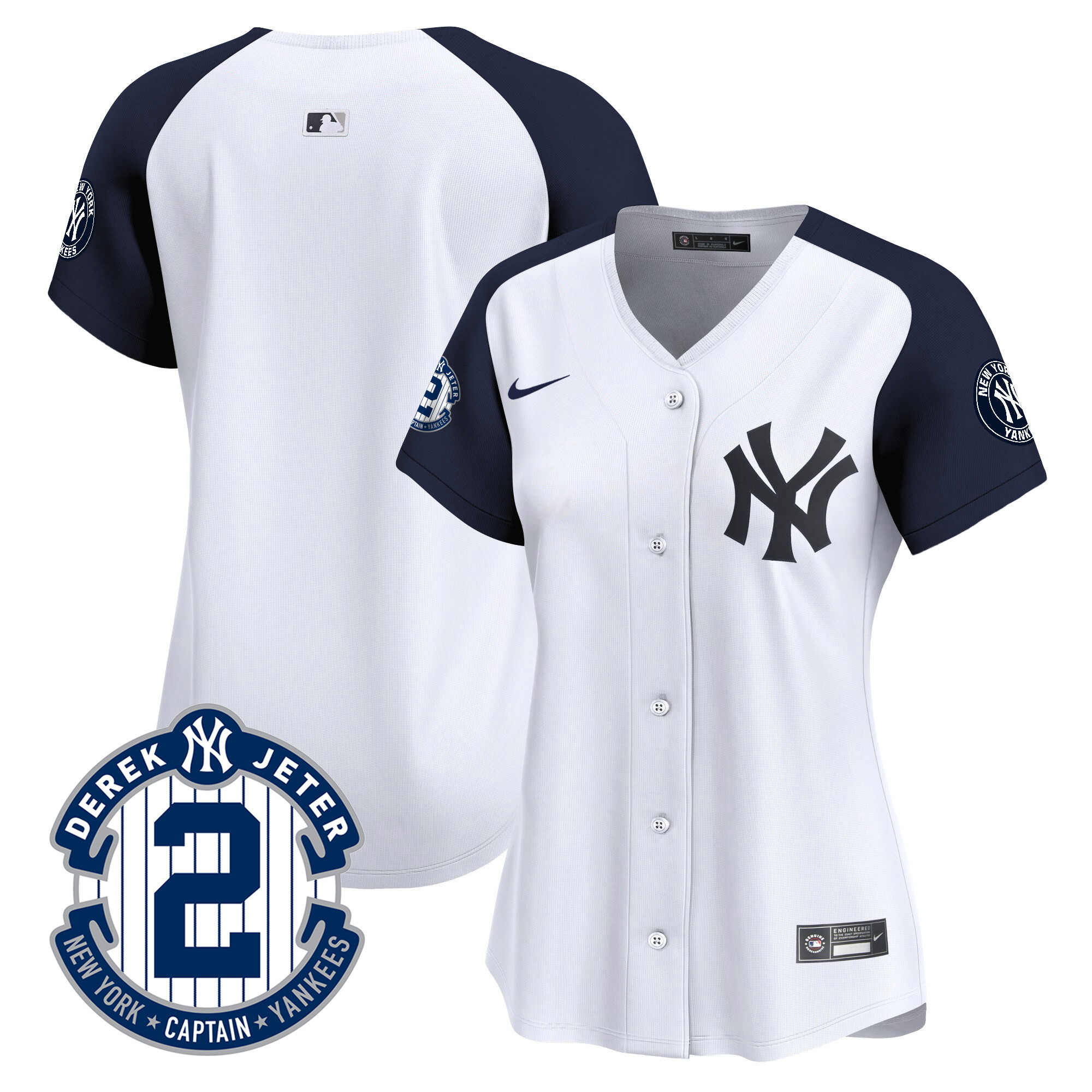 Team Women's New York Yankees Derek Jeter Patch Vapor Premier Limited White  Alternate Jersey - All Stitched