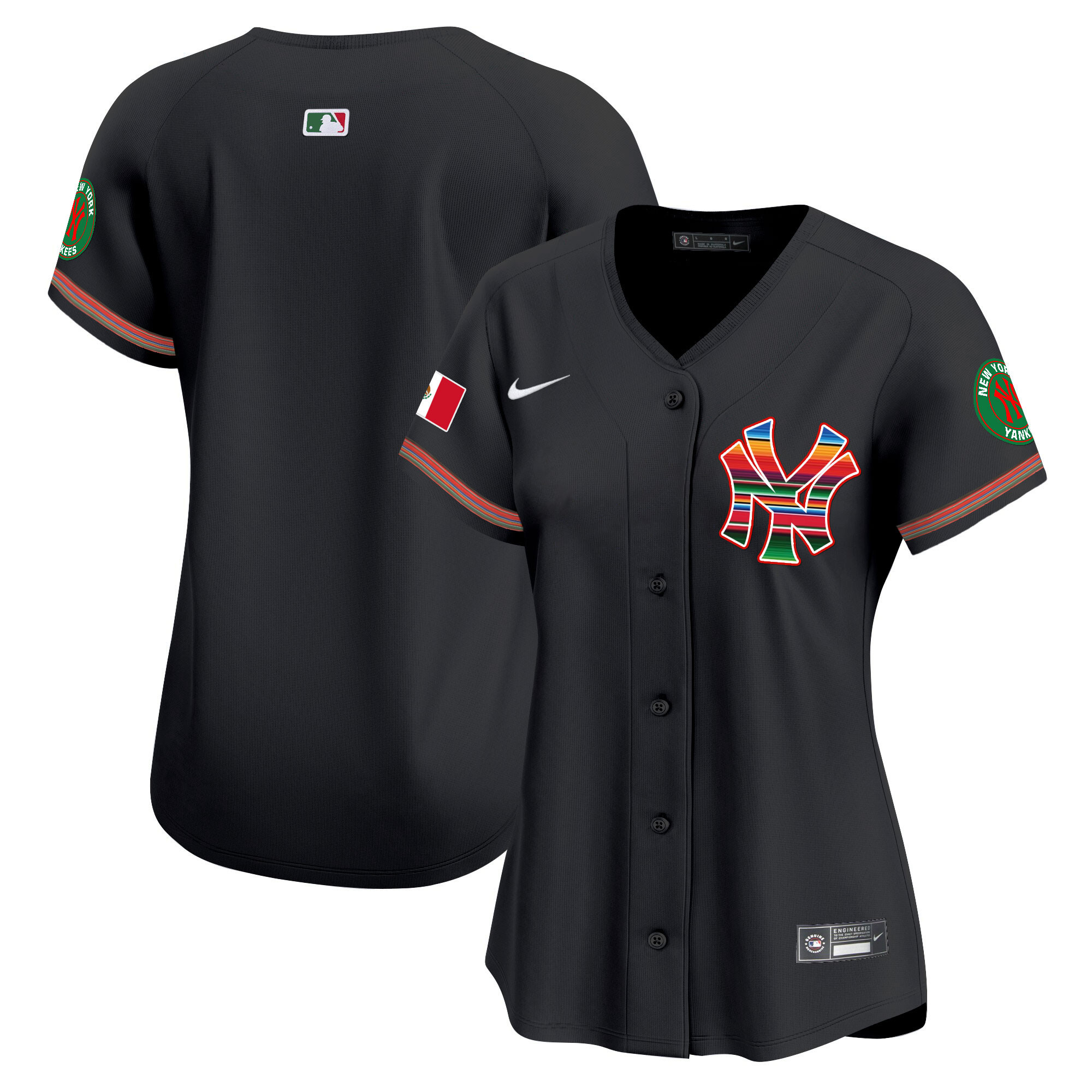 Team Women's New York Yankees Mexico Vapor Premier Limited Black Jersey - All Stitched