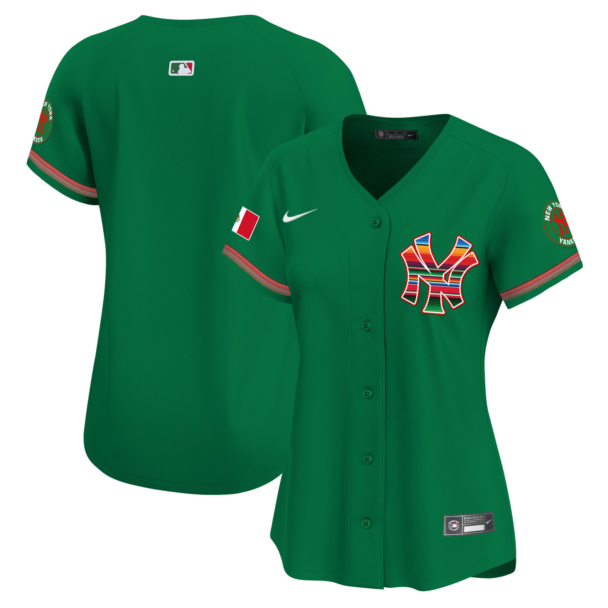 Team Women's New York Yankees Mexico Vapor Premier Limited Green Jersey - All Stitched