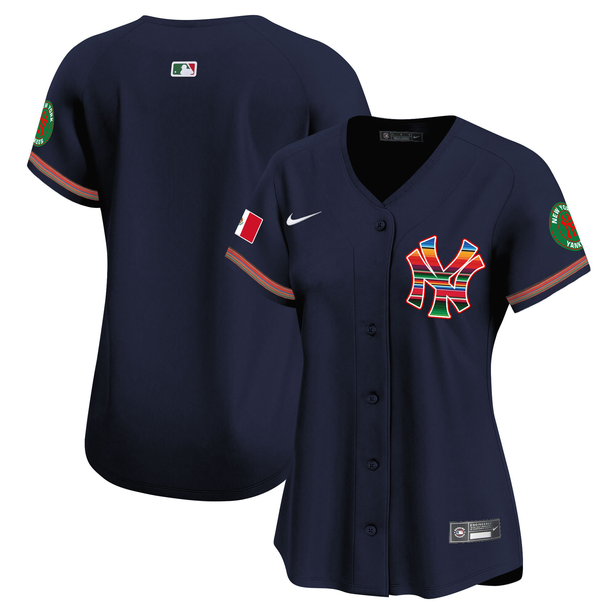Team Women's New York Yankees Mexico Vapor Premier Limited Navy Jersey - All Stitched
