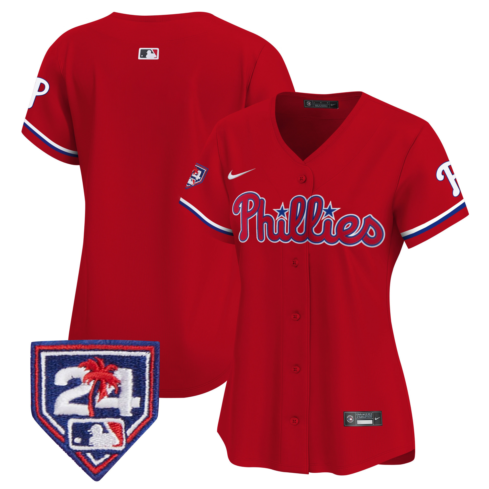 Team Women's Philadelphia Phillies 2024 Spring Training Patch Vapor Premier Limited Red Jersey - All Stitched