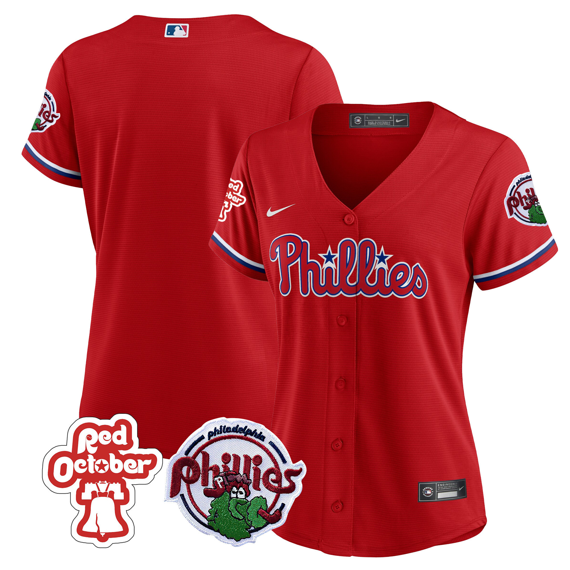 Team Women's Philadelphia Phillies Red October Patch Jersey - All Stitched
