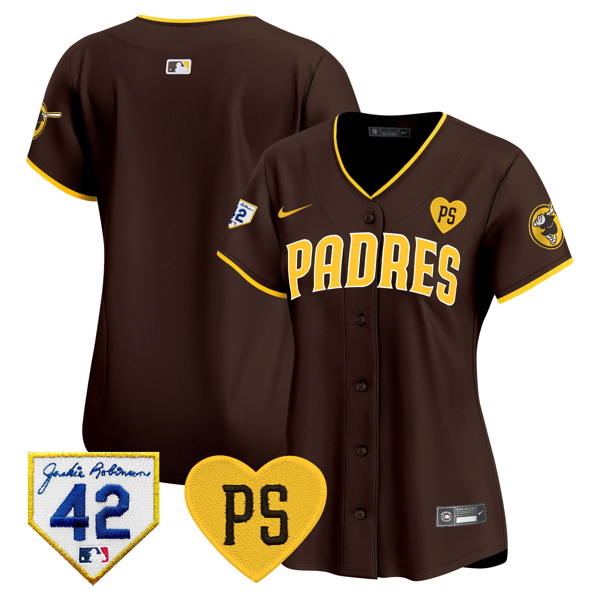 Team Women's San Diego Padres 2024 "For Peter" & Robinson Patch Vapor Premier Limited Brown Jersey - All Stitched