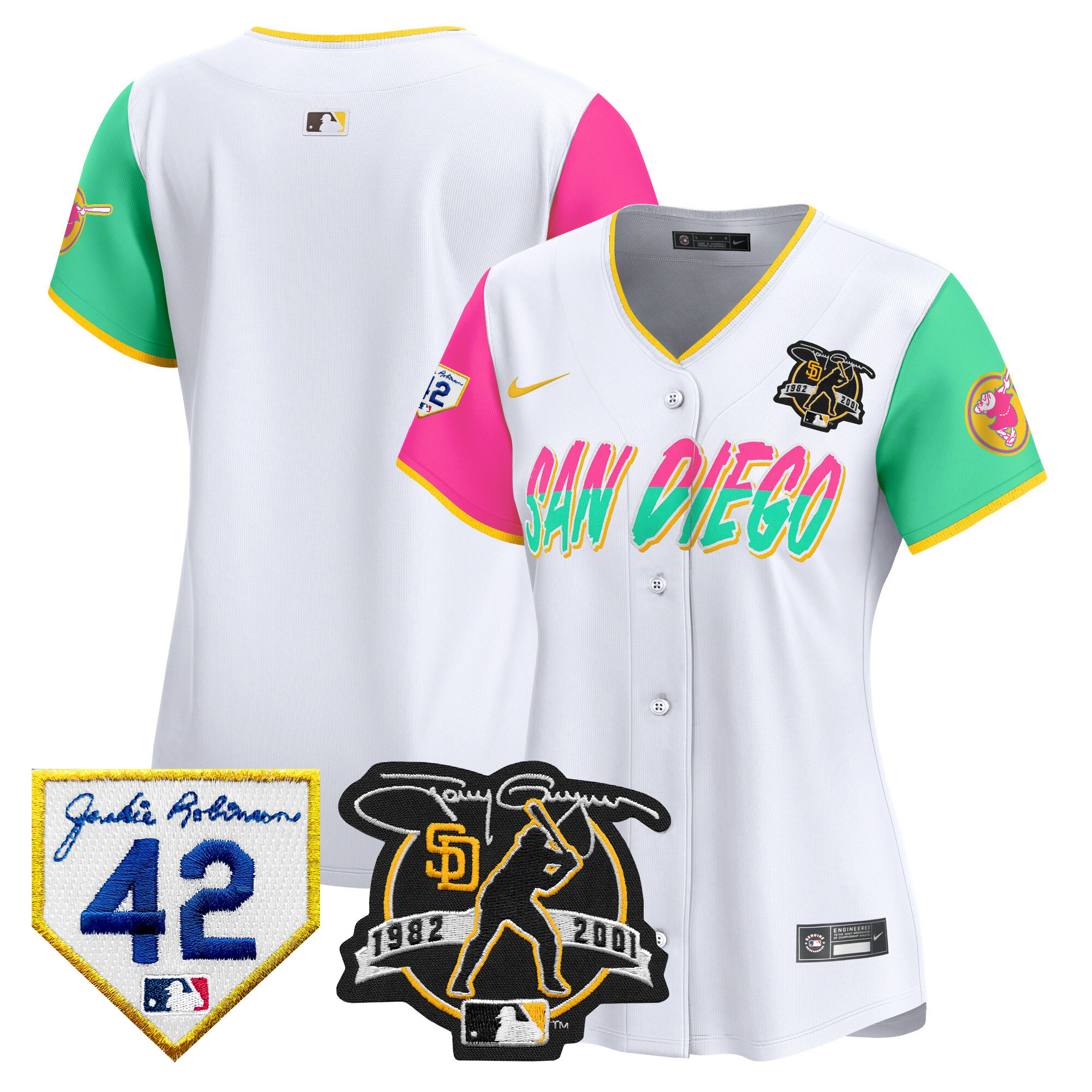 Team Women's San Diego Padres 2024 Tony Gwynn & Robinson Patch Vapor Premier Limited City Connect Jersey - All Stitched