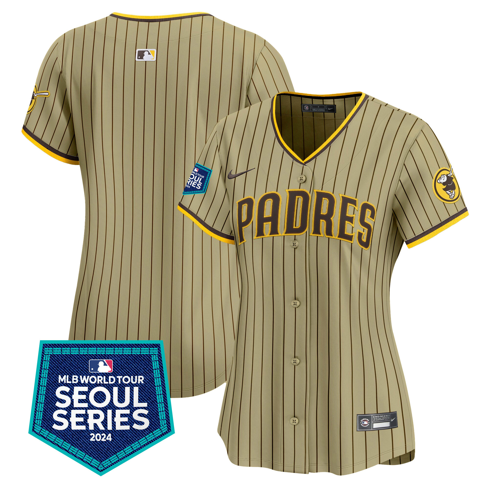 Team Women's San Diego Padres 2024 World Tour Seoul Series Patch Vapor Premier Limited Tan Jersey - All Stitched