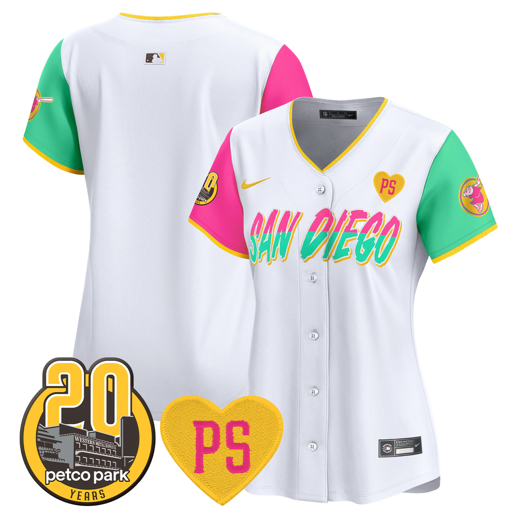 Team Women's San Diego Padres "For Peter" & Petco Park 20th Patch Vapor Premier Limited City Connect Jersey - All Stitched