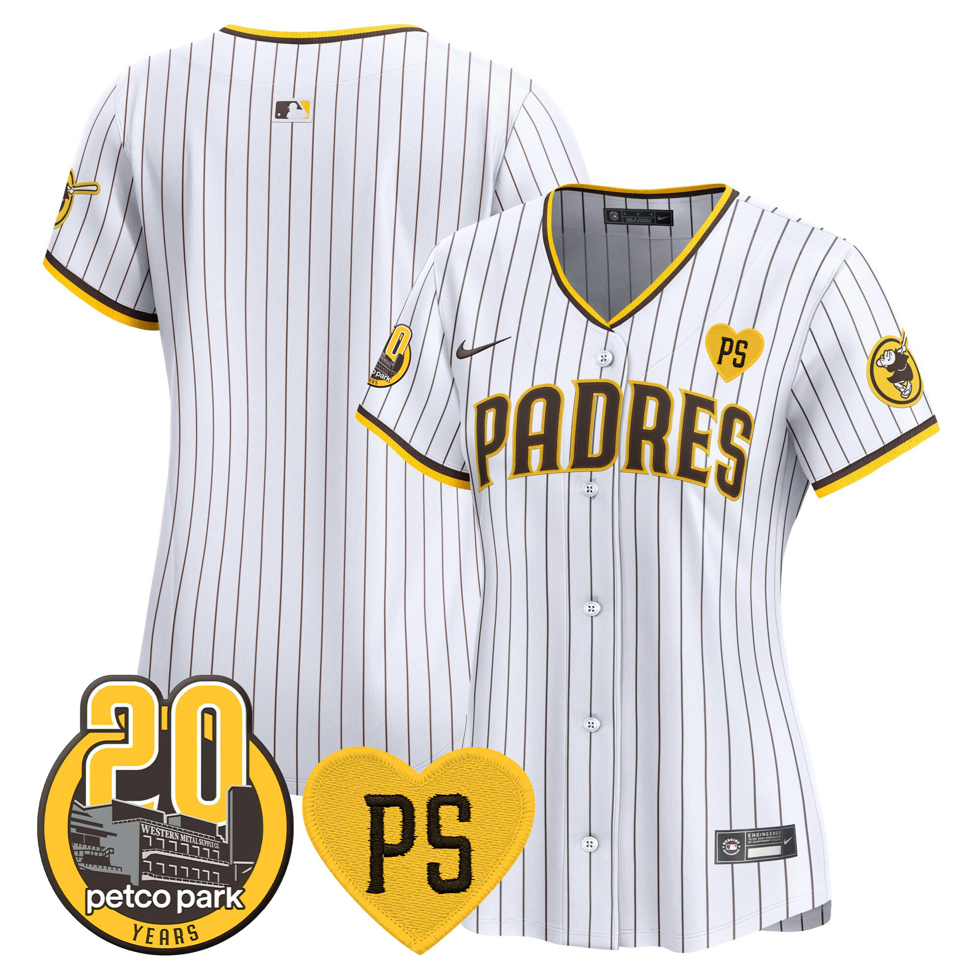 Team Women's San Diego Padres "For Peter" & Petco Park 20th Patch Vapor Premier Limited White Jersey - All Stitched