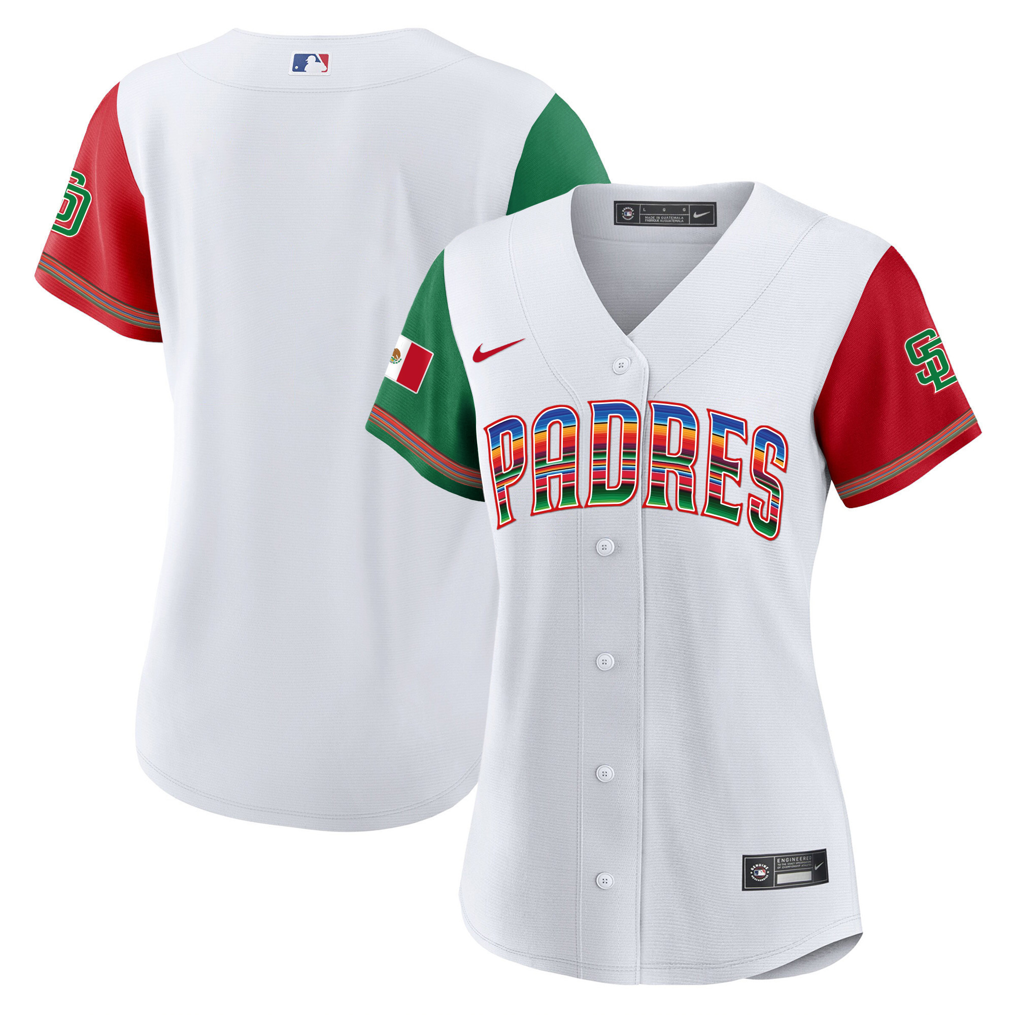 Team Women's San Diego Padres Mexico Cool Base Limited Color Sleeves Jersey - All Stitched
