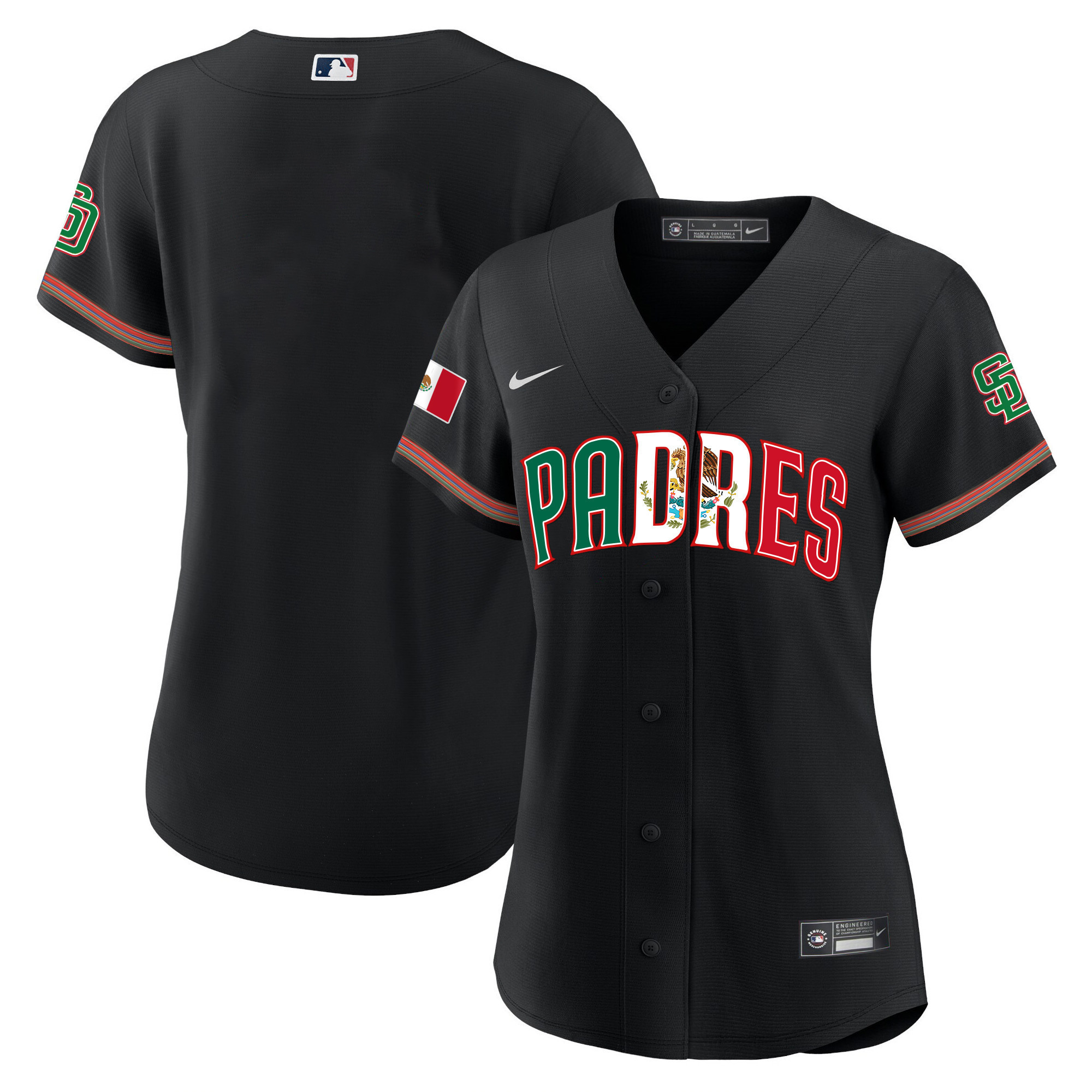 Team Women's San Diego Padres Mexico Cool Base Limited V2 Black Jersey - All Stitched