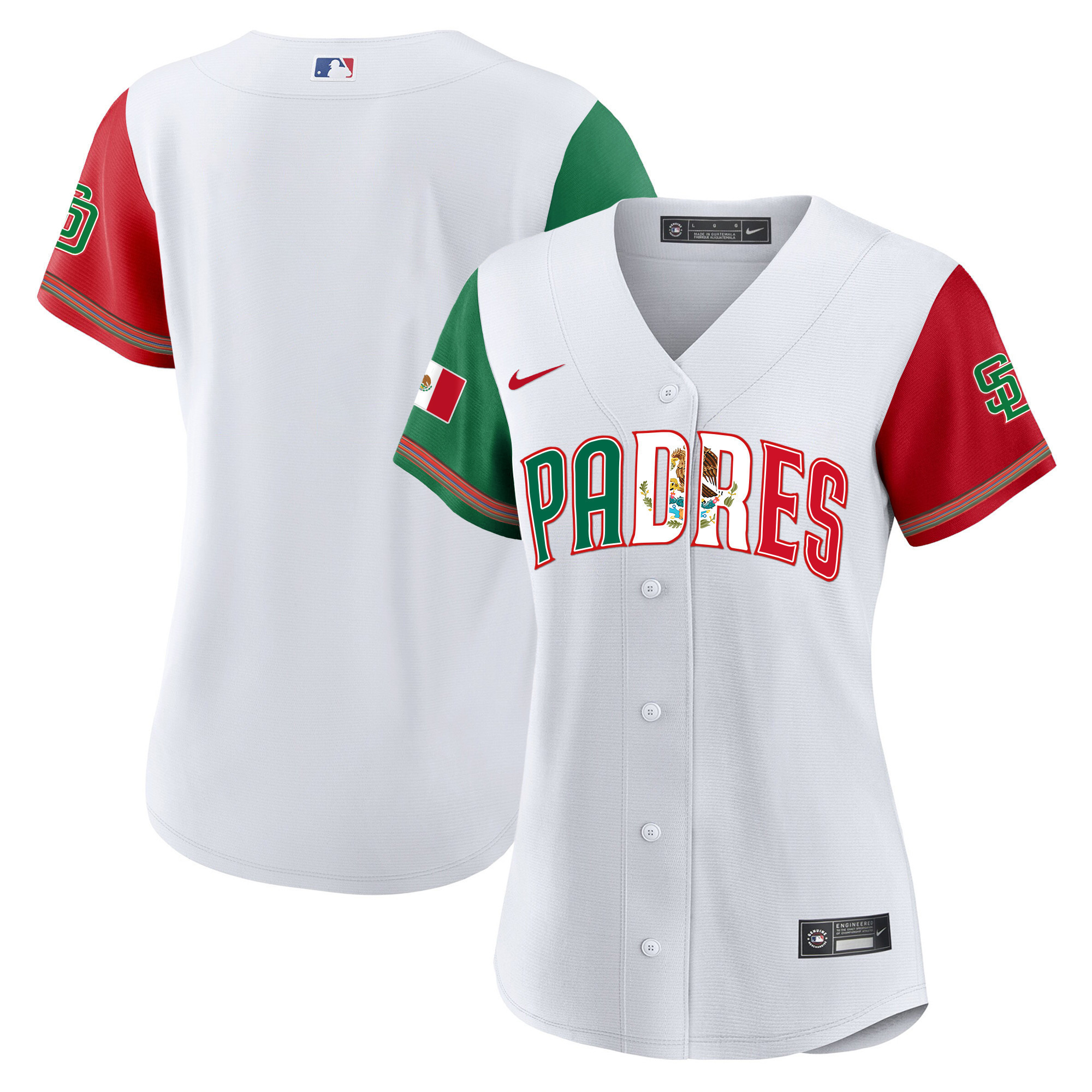 Team Women's San Diego Padres Mexico Cool Base Limited V2 Color Sleeves Jersey - All Stitched