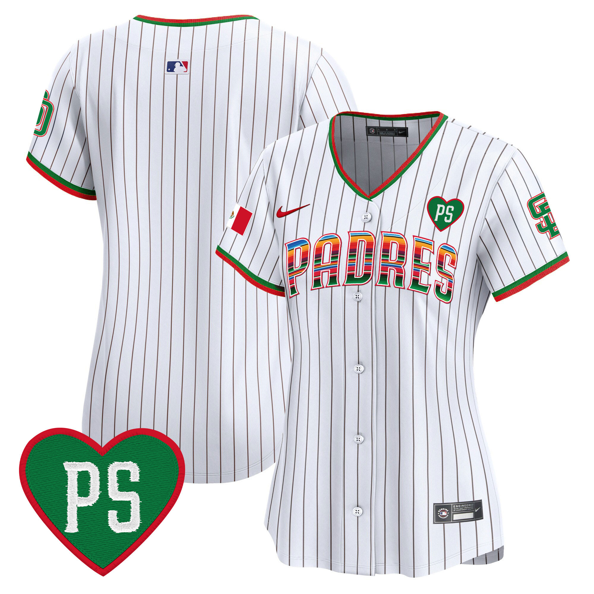Team Women's San Diego Padres Mexico "For Peter" Patch Vapor Premier Limited Pinstripe Jersey - All Stitched