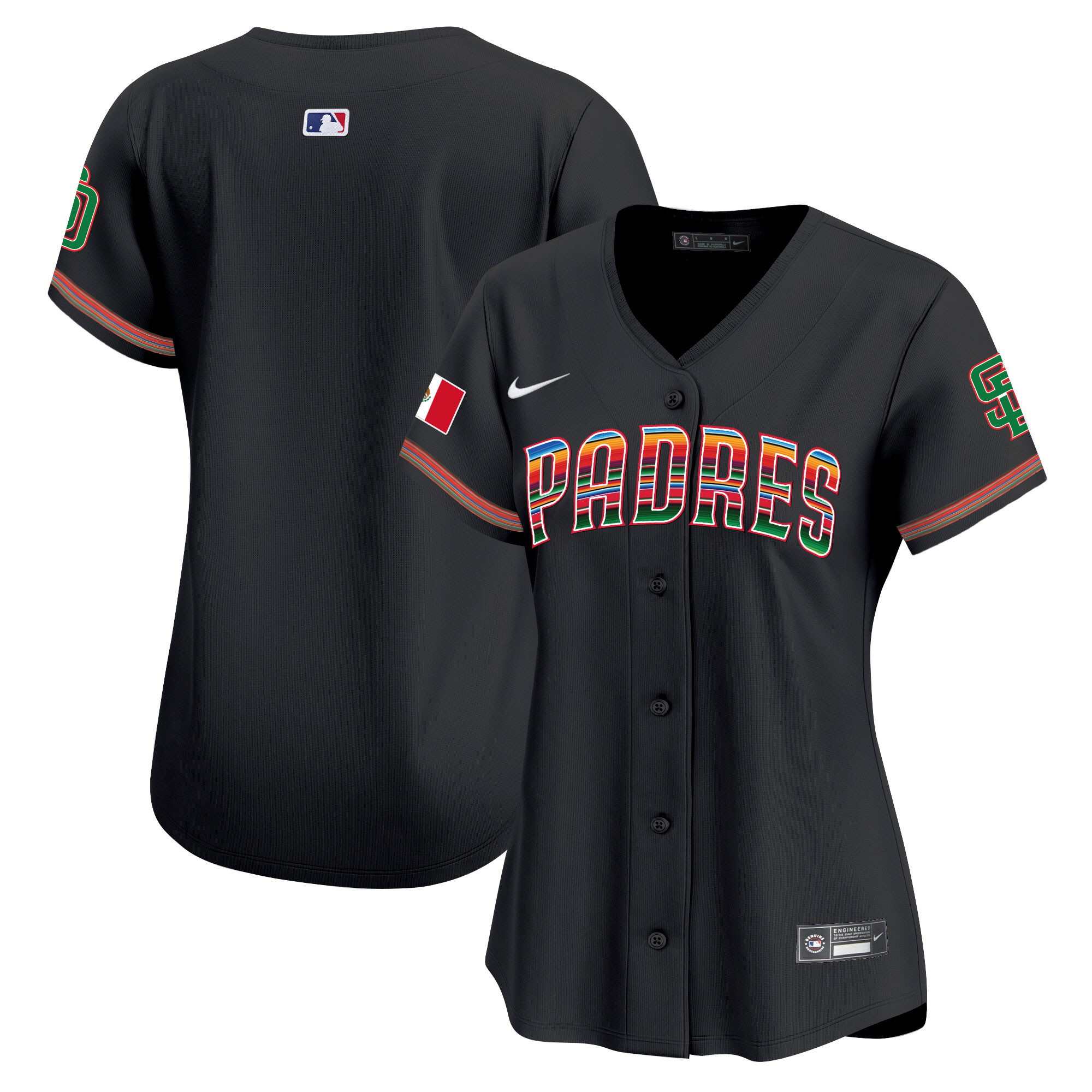 Team Women's San Diego Padres Mexico Premier Limited Black Jersey - All Stitched