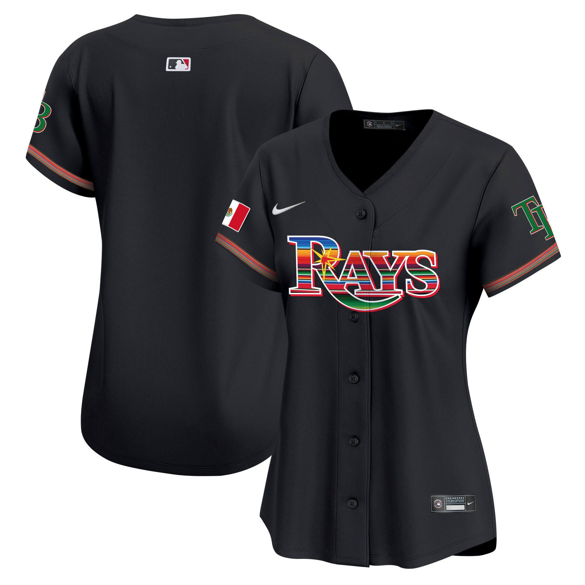 Team Women's Tampa Bay Rays Mexico Vapor Premier Limited Black Jersey - All Stitched