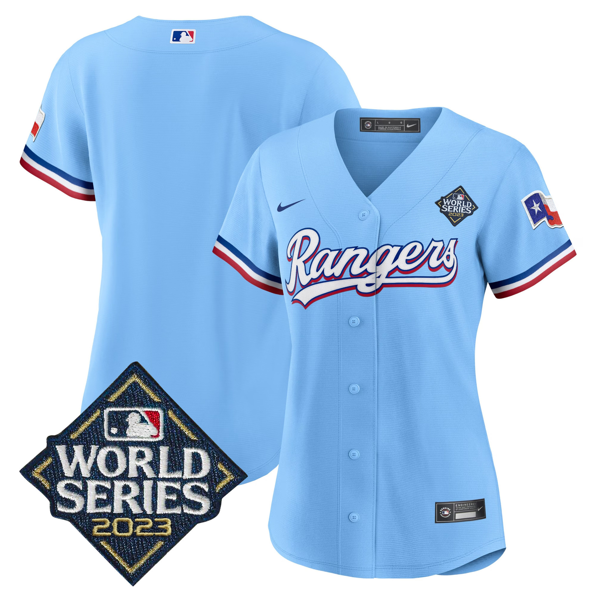 Team Women's Texas Rangers 2023 World Series Baseball V2 Blue Jersey - All Stitched