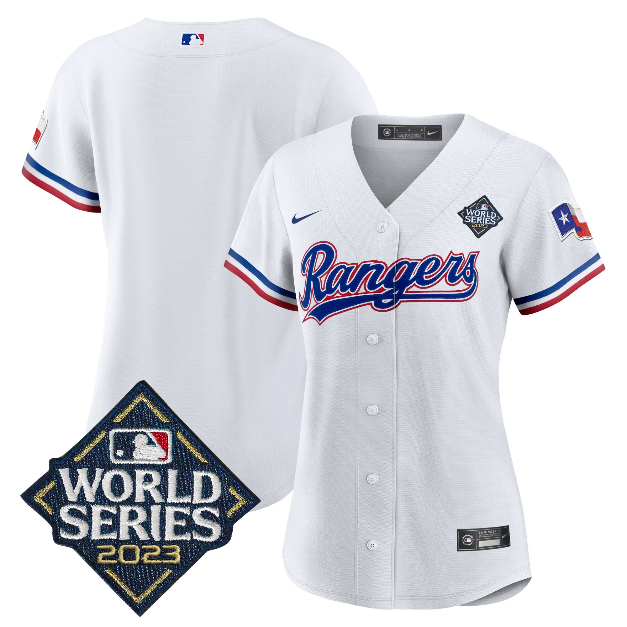 Team Women's Texas Rangers 2023 World Series Baseball V2 White Jersey - All Stitched