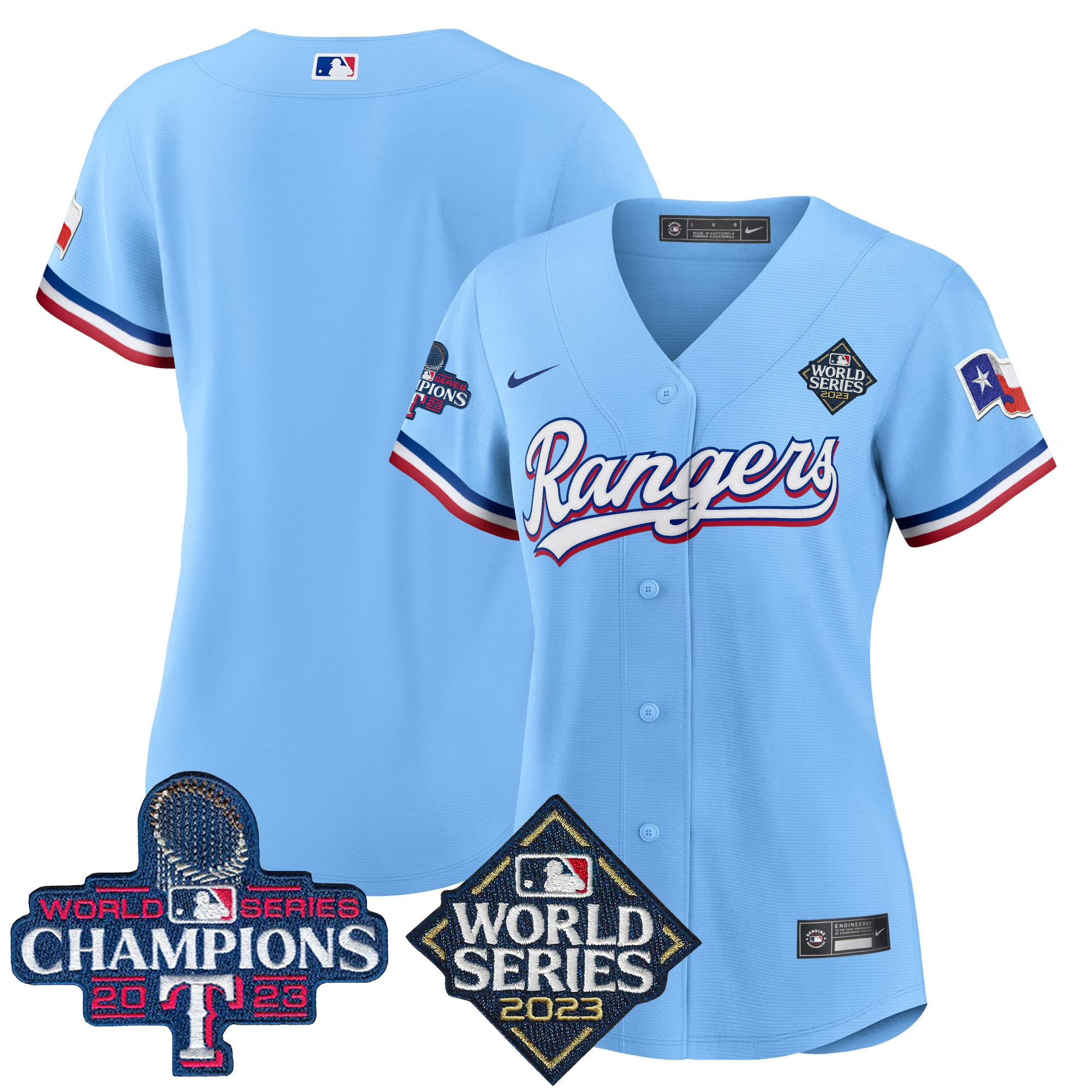 Team Women's Texas Rangers 2023 World Series Champions Baseball V4 Blue Jersey - All Stitched