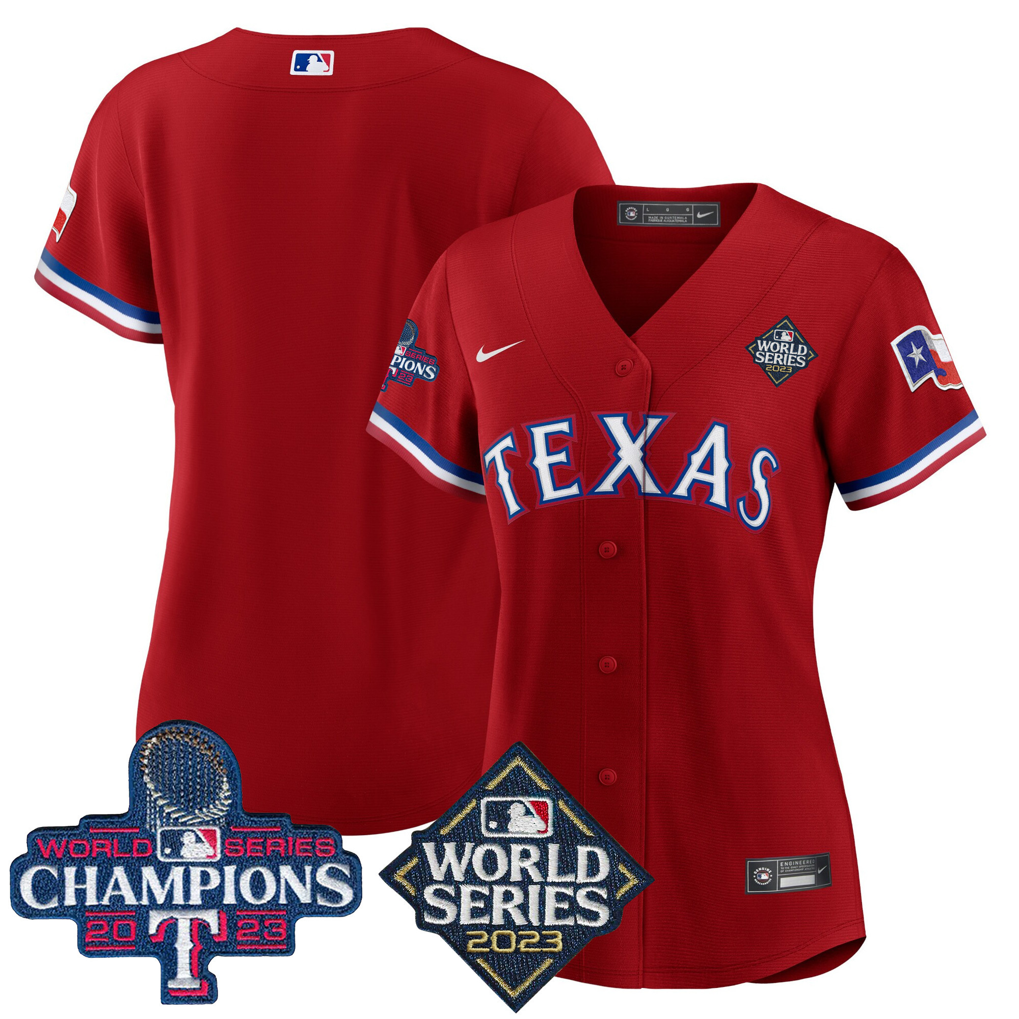 Team Women's Texas Rangers 2023 World Series Champions Baseball V4 Red Jersey - All Stitched
