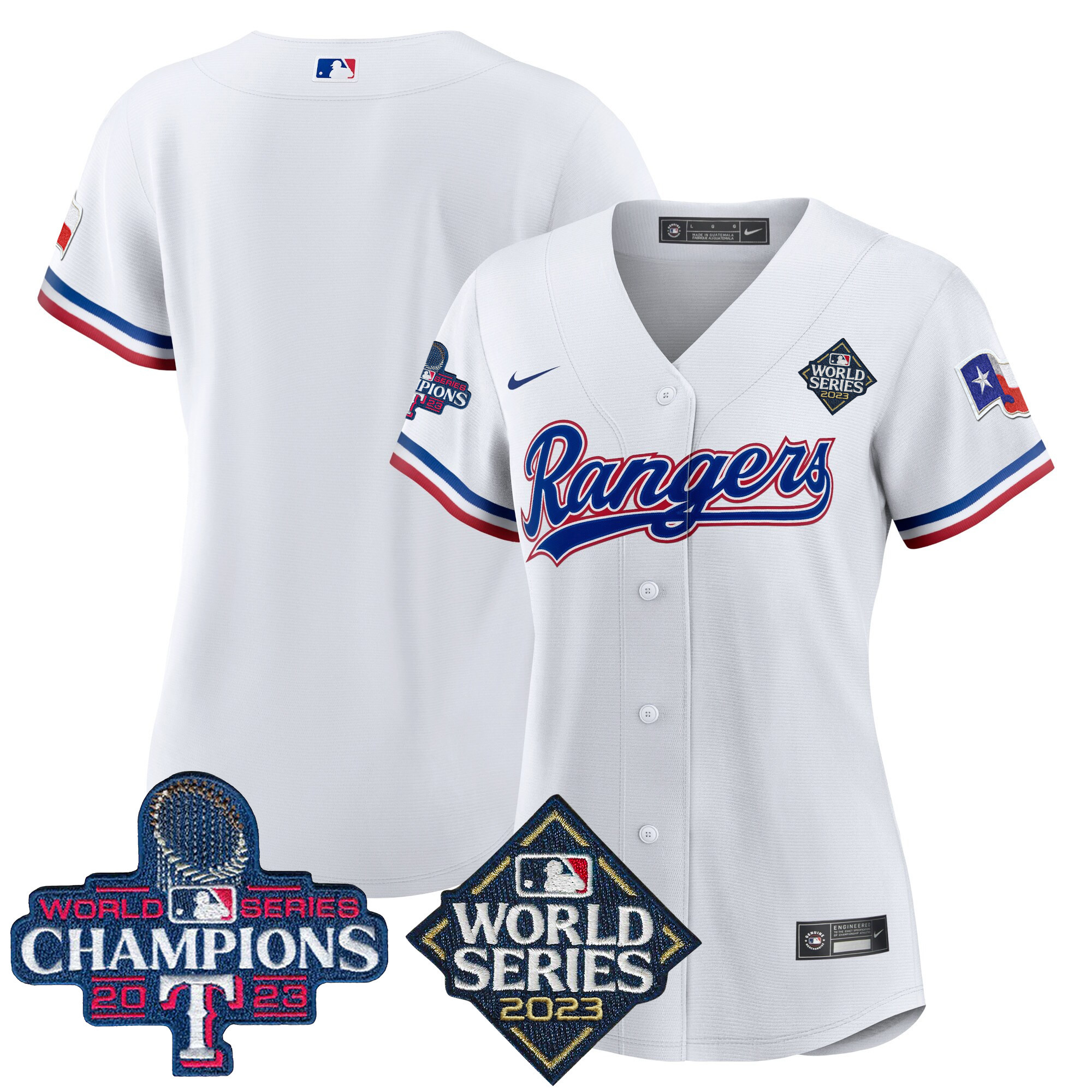 Team Women's Texas Rangers 2023 World Series Champions Baseball V4 White Jersey - All Stitched