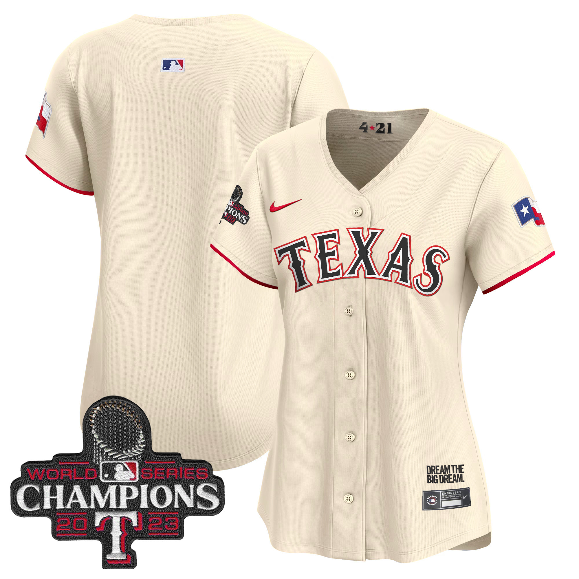 Team Women's Texas Rangers 2023 World Series Champions City Connect Vapor Premier Limited Cream Jersey - All Stitched