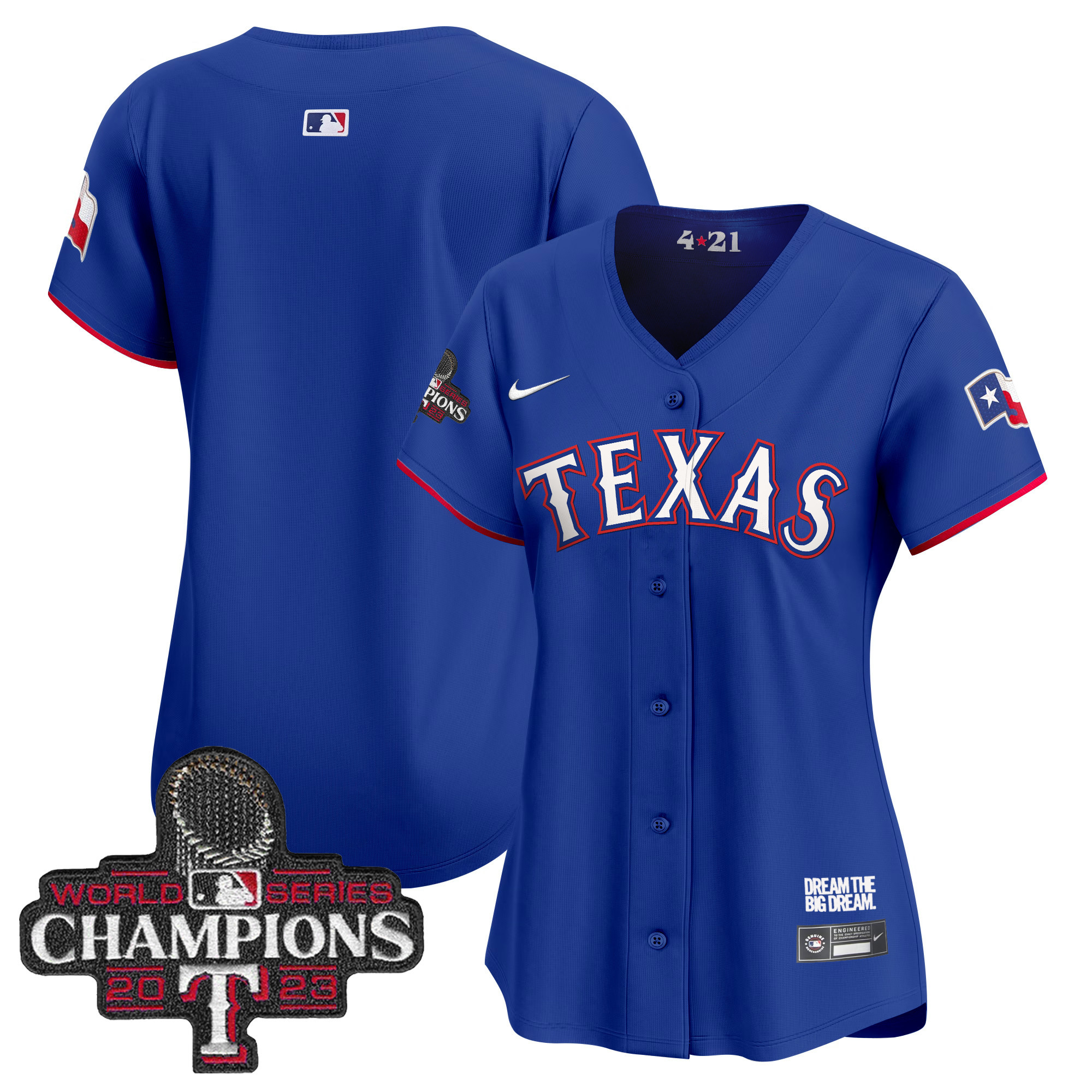 Team Women's Texas Rangers 2023 World Series Champions City Connect Vapor Premier Limited Royal Jersey - All Stitched