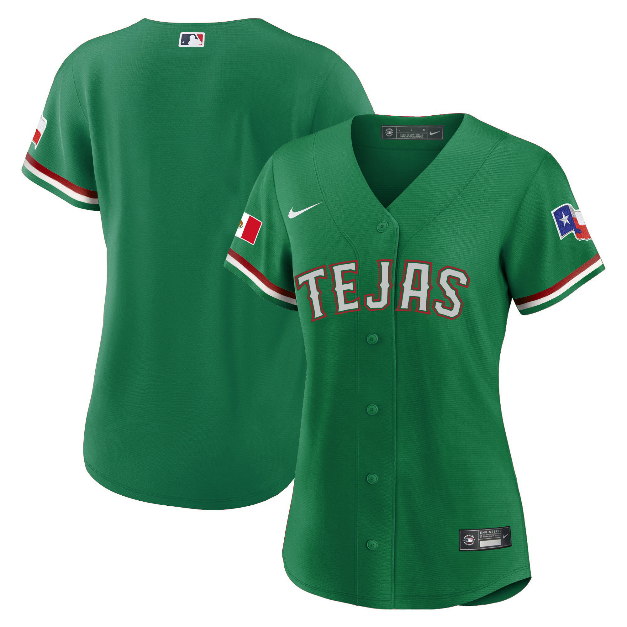 Team Women's Texas Rangers Mexican Green Jersey - All Stitched