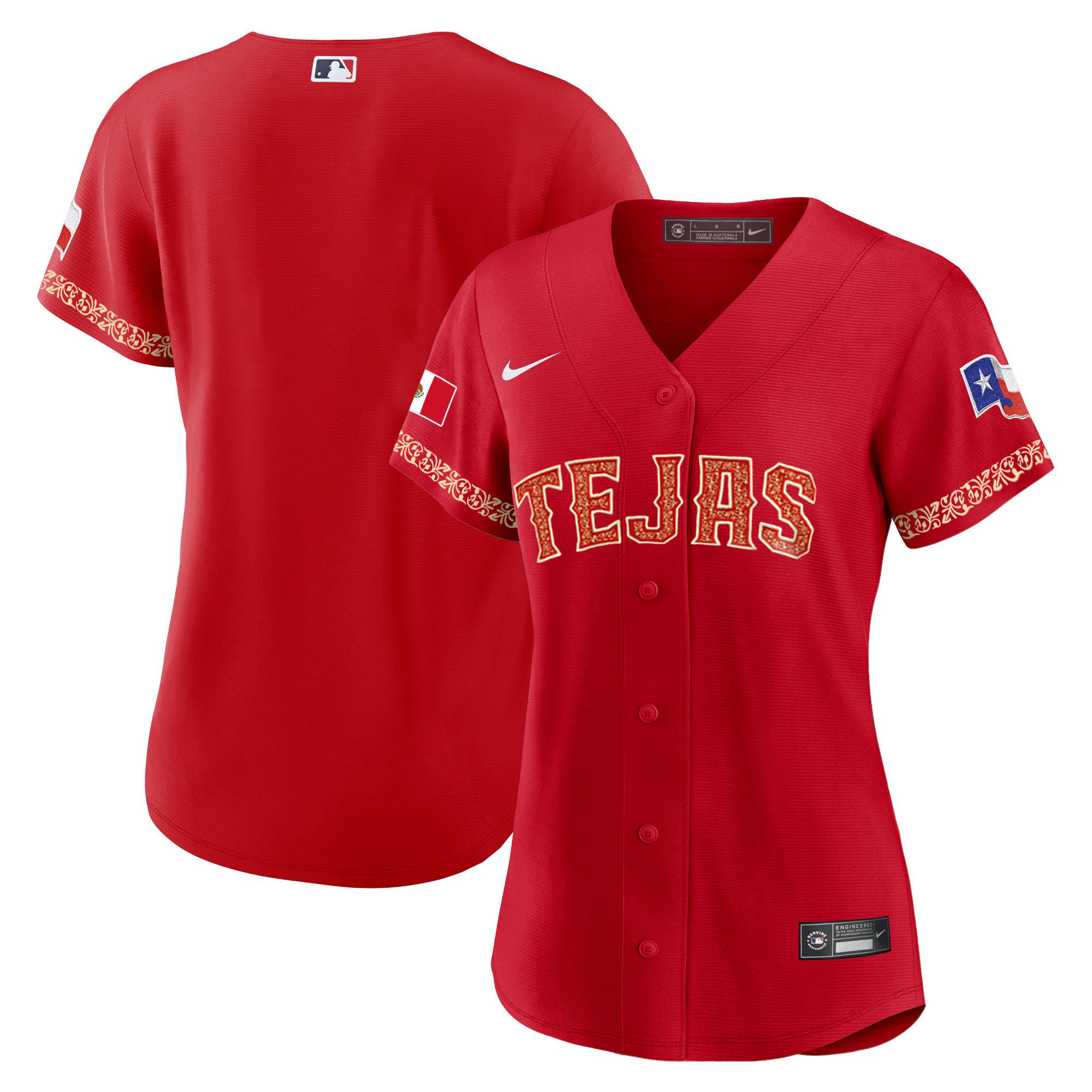 Team Women's Texas Rangers Mexican Red Jersey - All Stitched