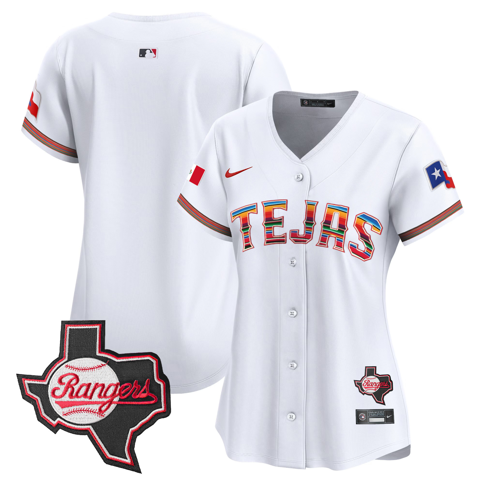Team Women's Texas Rangers Mexico Texas Patch Vapor Premier Limited White Jersey - All Stitched