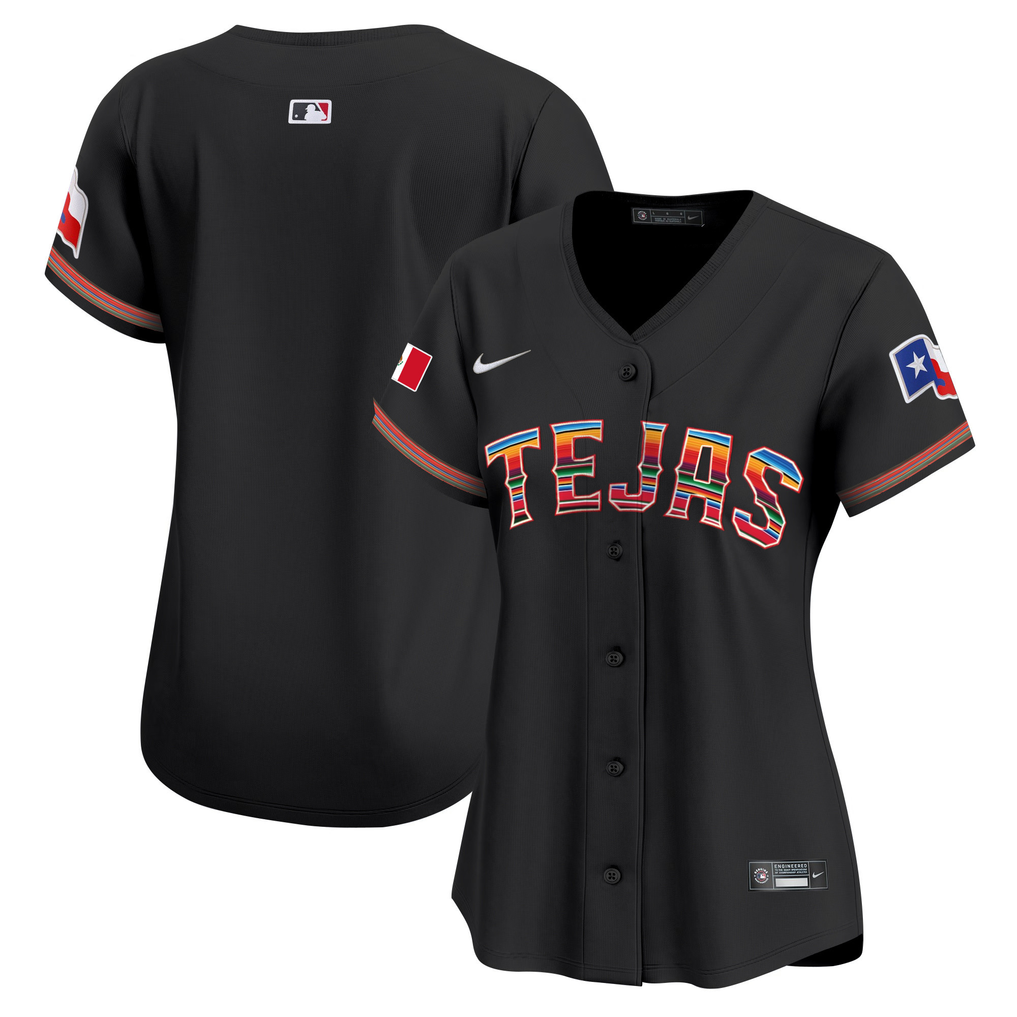 Team Women's Texas Rangers Mexico Vapor Premier Limited Black Jersey - All Stitched