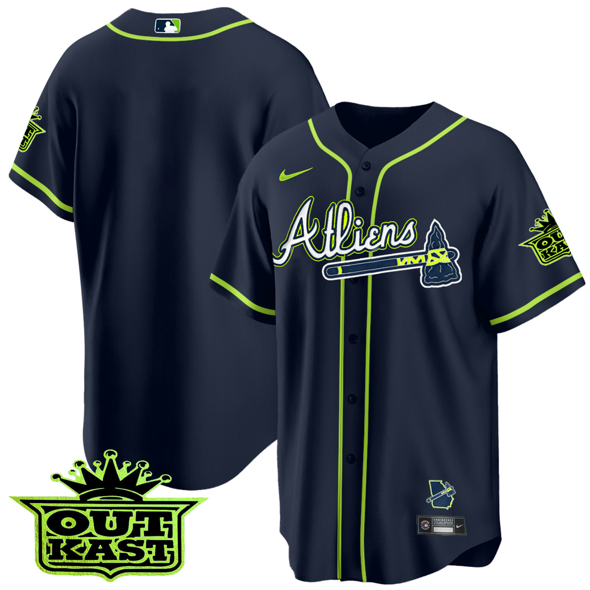 Team Youth's Atlanta Braves Atliens Cool Base Jersey - All Stitched