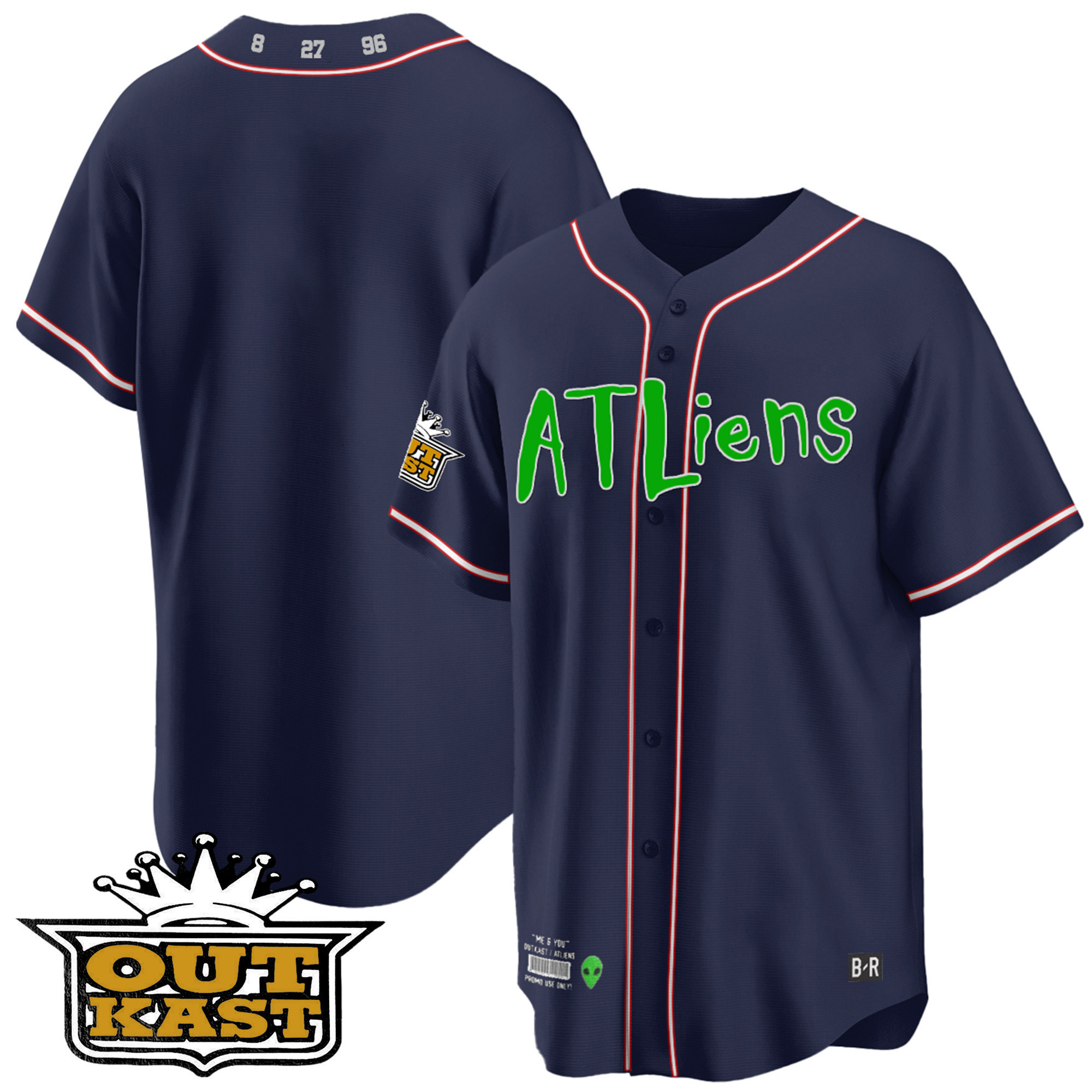 Team Youth's Atlanta Braves Atliens Cool Base Navy Jersey - All Stitched