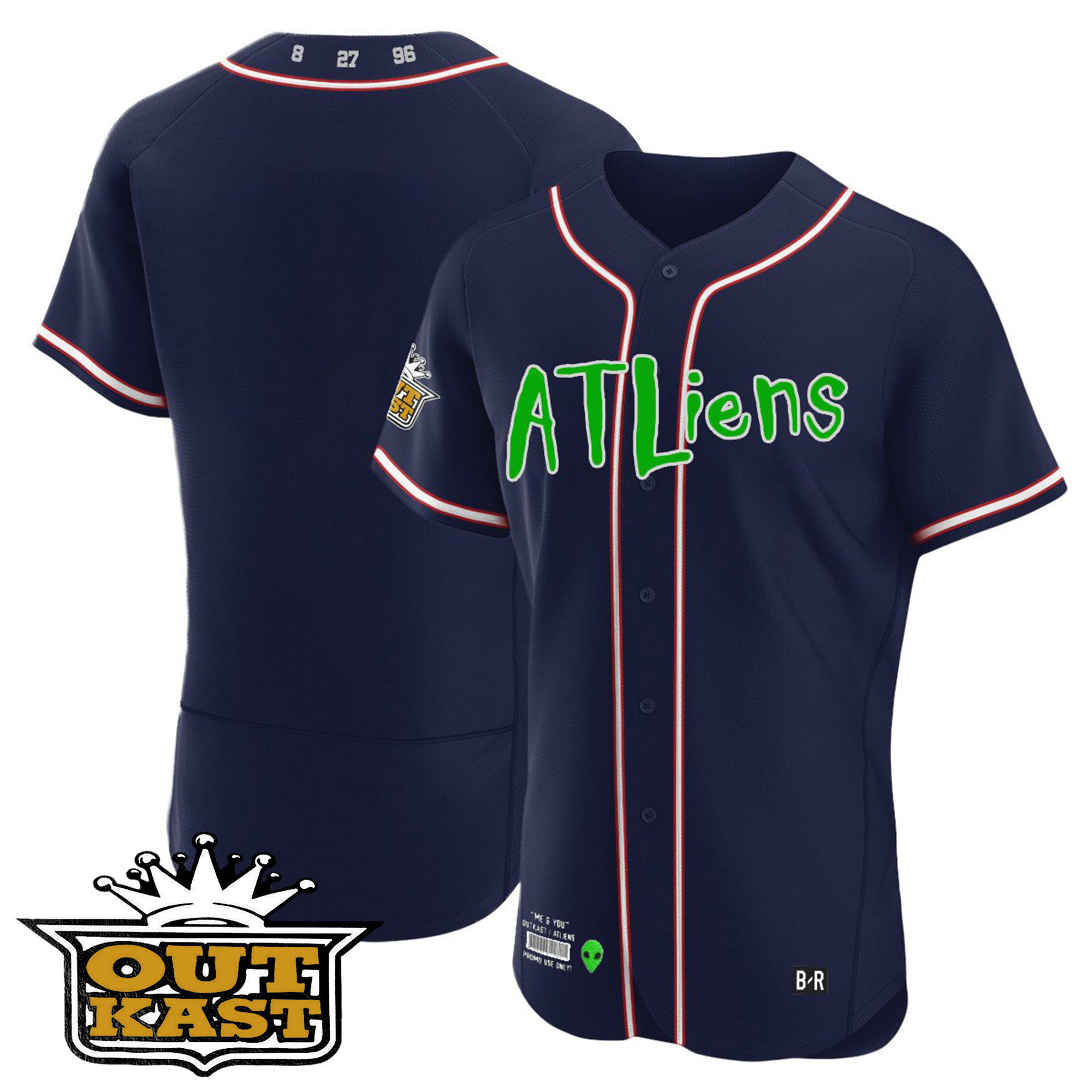 Team Youth's Atlanta Braves Atliens Flex Base Navy Jersey - All Stitched