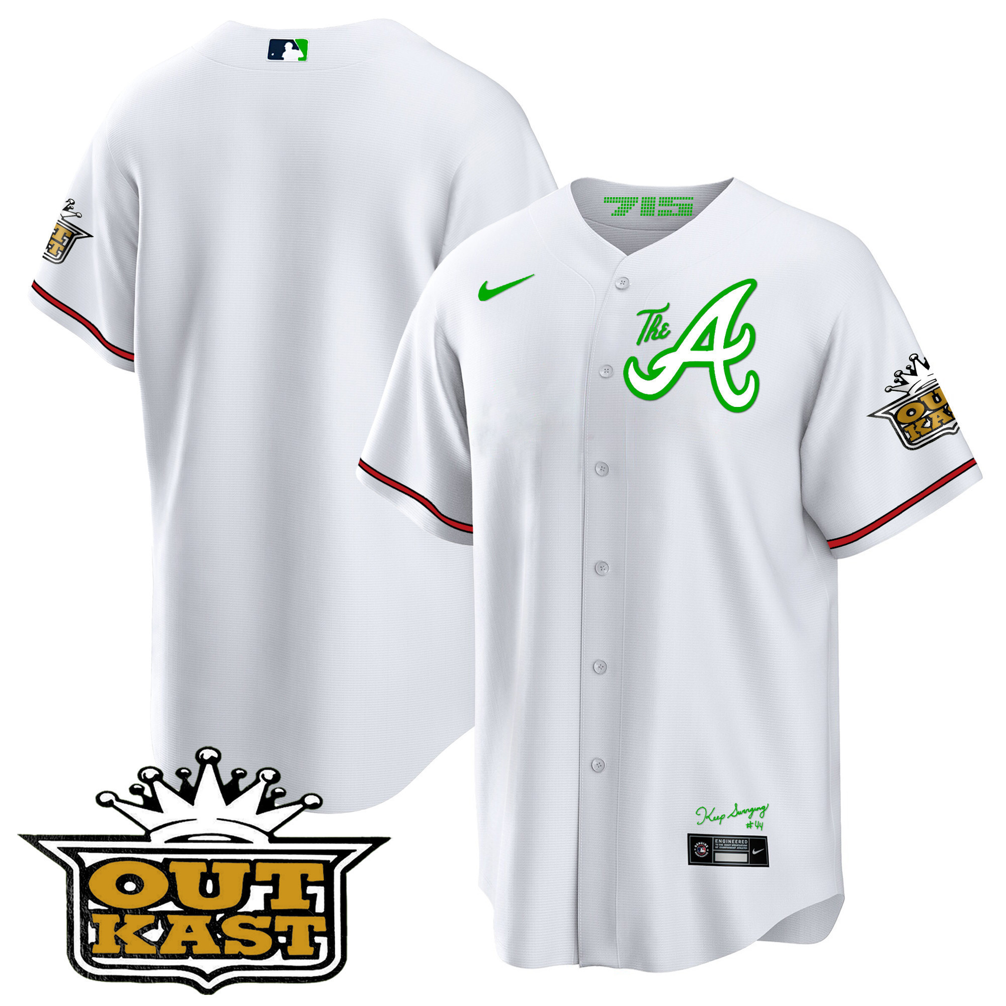 Team Youth's Atlanta Braves Atliens The A Cool Base White Jersey - All Stitched