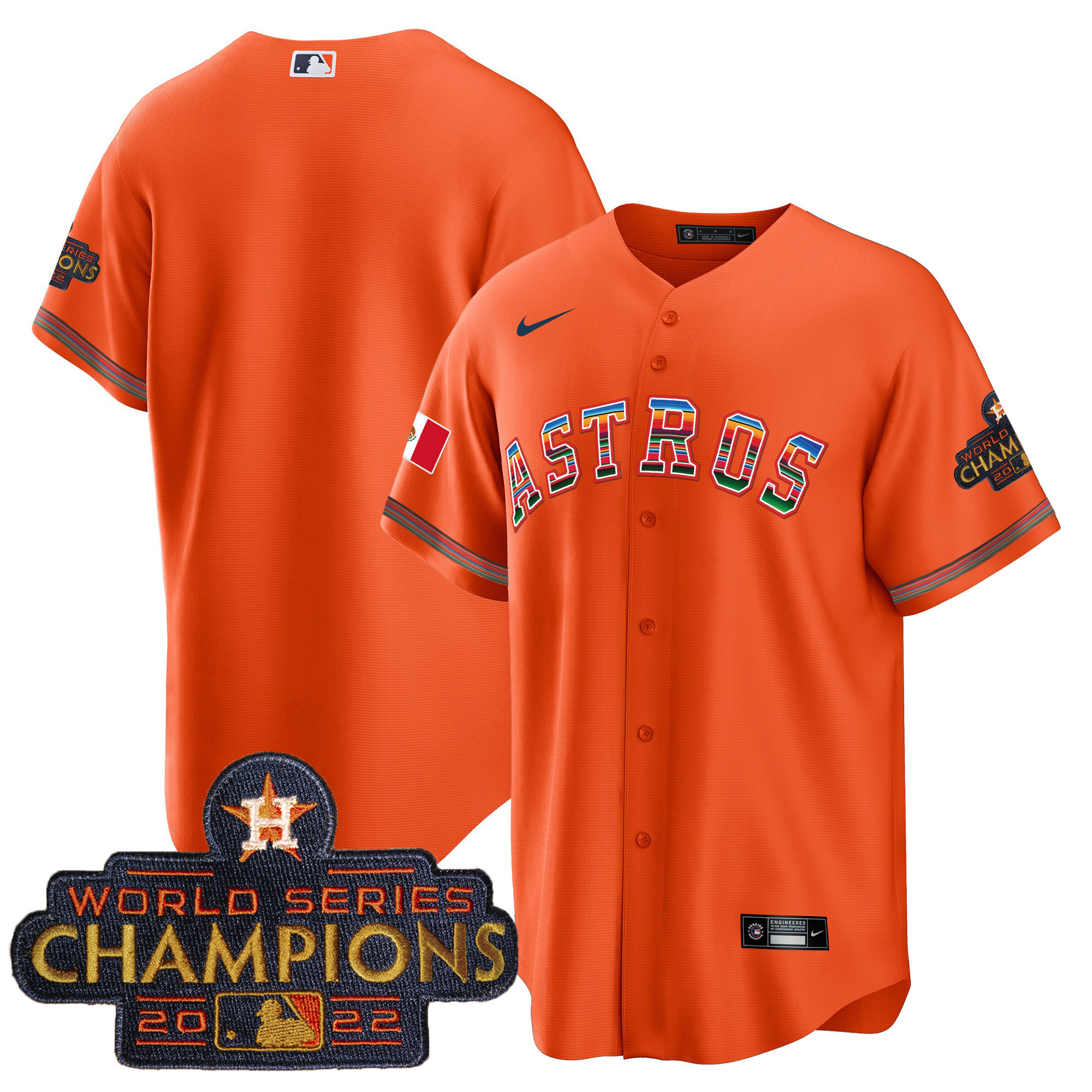 Team Youth's Houston Astros Mexico Cool Base Limited Orange Jersey - All Stitched