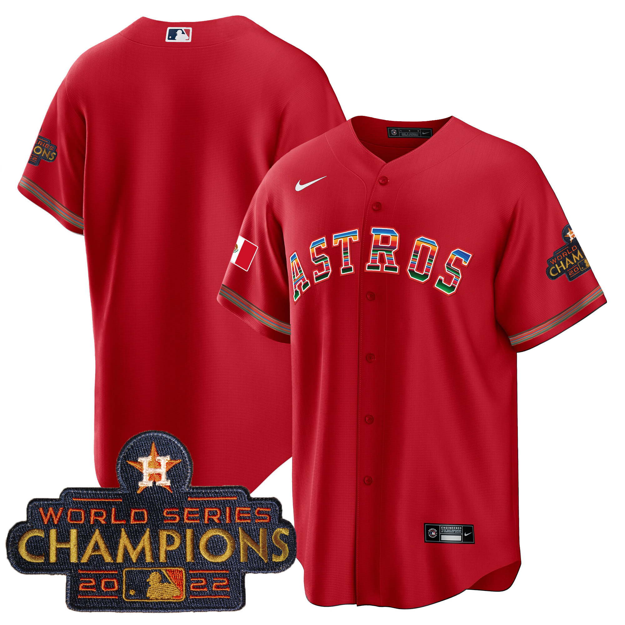 Team Youth's Houston Astros Mexico Cool Base Limited Red Jersey - All Stitched