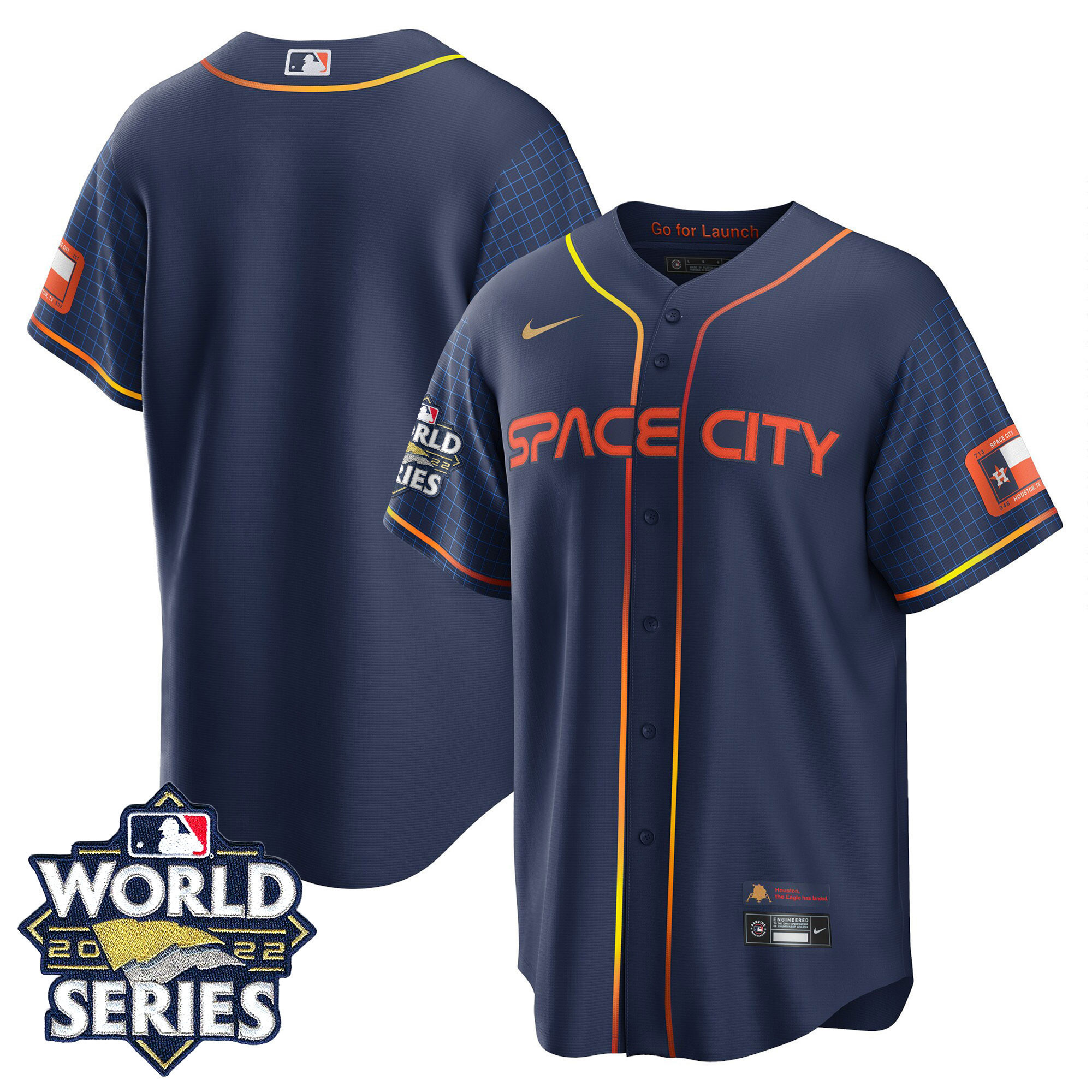 Team Youth's Houston Astros Space City 2022 World Series Cool Base Jersey - All Stitched