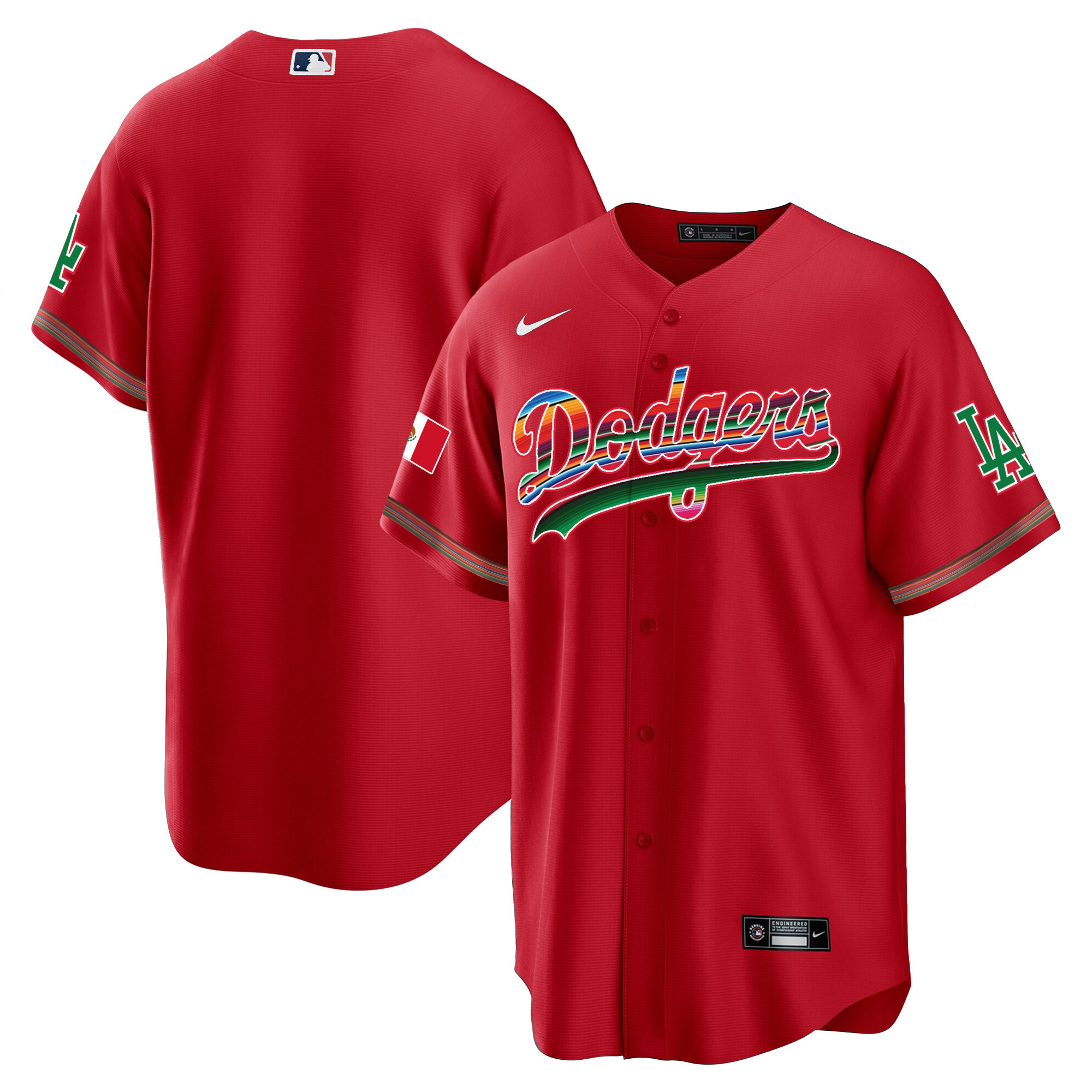 Team Youth's Los Angeles Dodgers Mexico Cool Base Limited Red Jersey - All Stitched