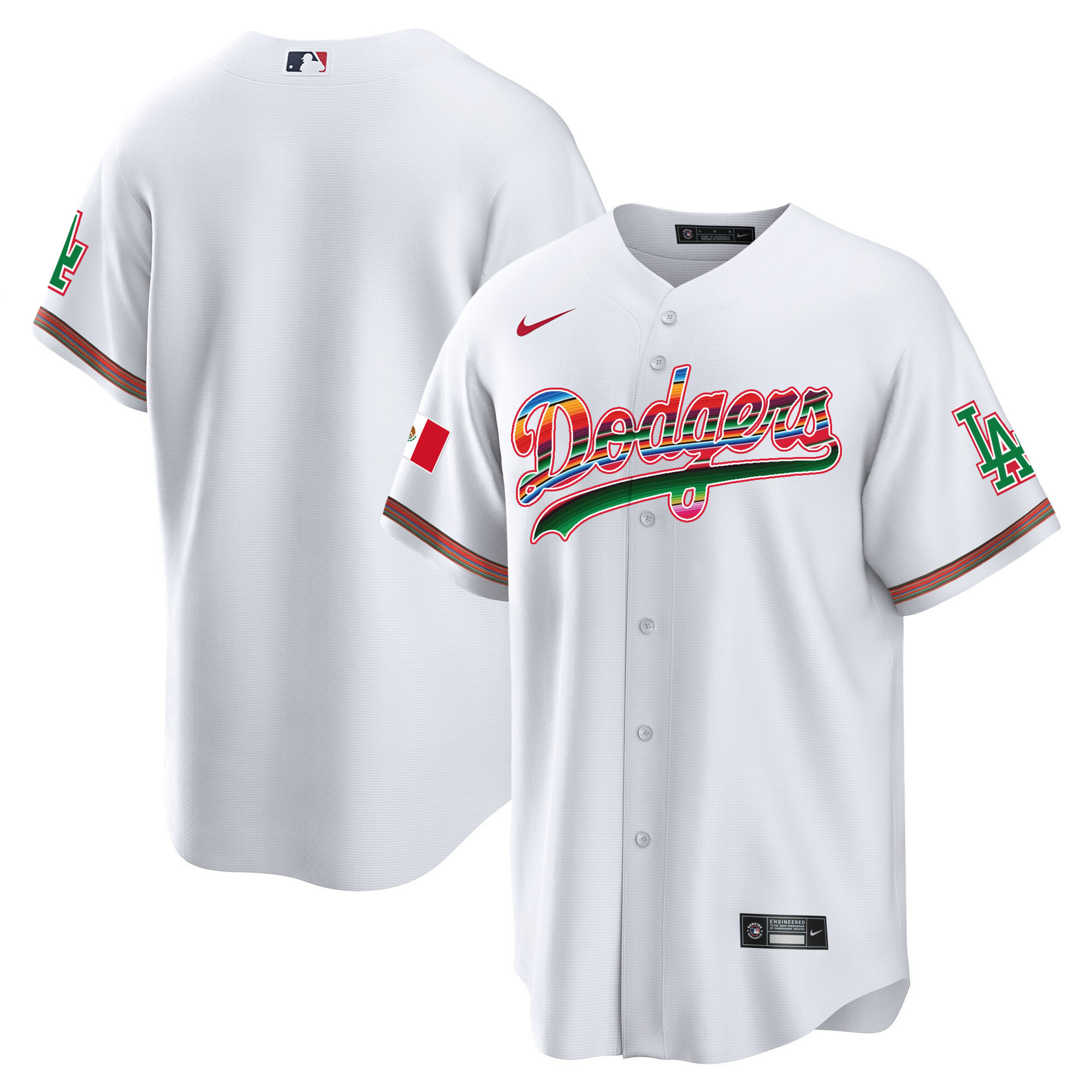 Team Youth's Los Angeles Dodgers Mexico Cool Base Limited White Jersey - All Stitched