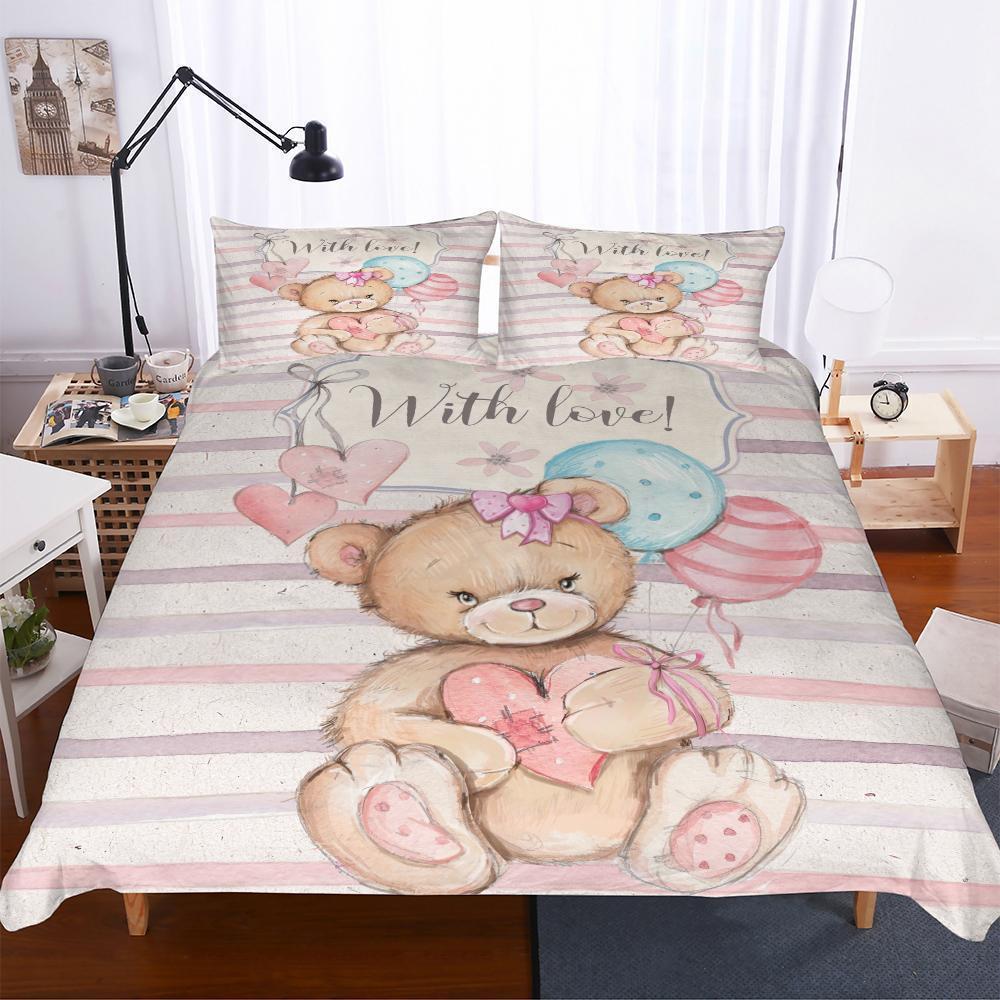 Teddy Bear Theme Digital Printing Homeupplies Children S 3D Customized Duvet Cover Bedding Set