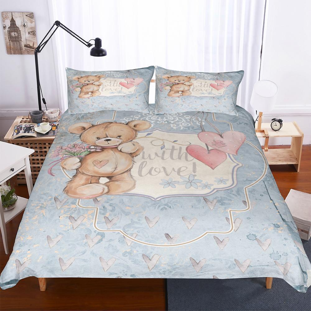 Teddy Bear Theme Digital Printing Household Goods Duvet Cover Bedding Set