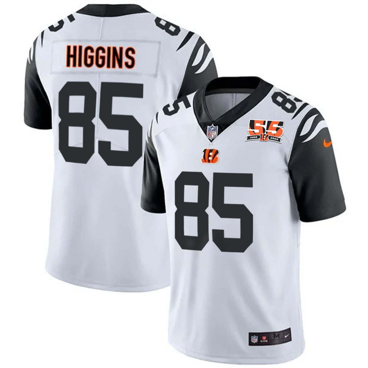 Tee Higgins Men's Cincinnati Bengals 55th 1968 - 2022 Anniversary Patch Player Vapor Limited Color Rush Jersey - All Stitched 