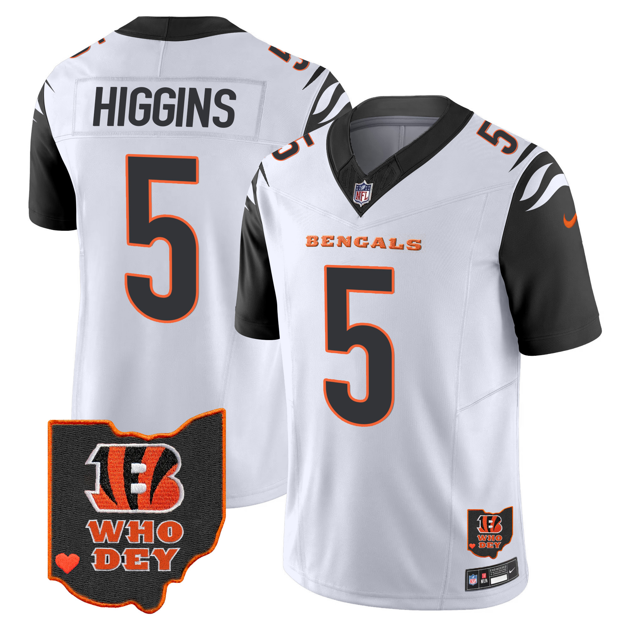 Tee Higgins Men's Cincinnati Bengals Ohio Patch Vapor Limited Color Rush Jersey - All Stitched 