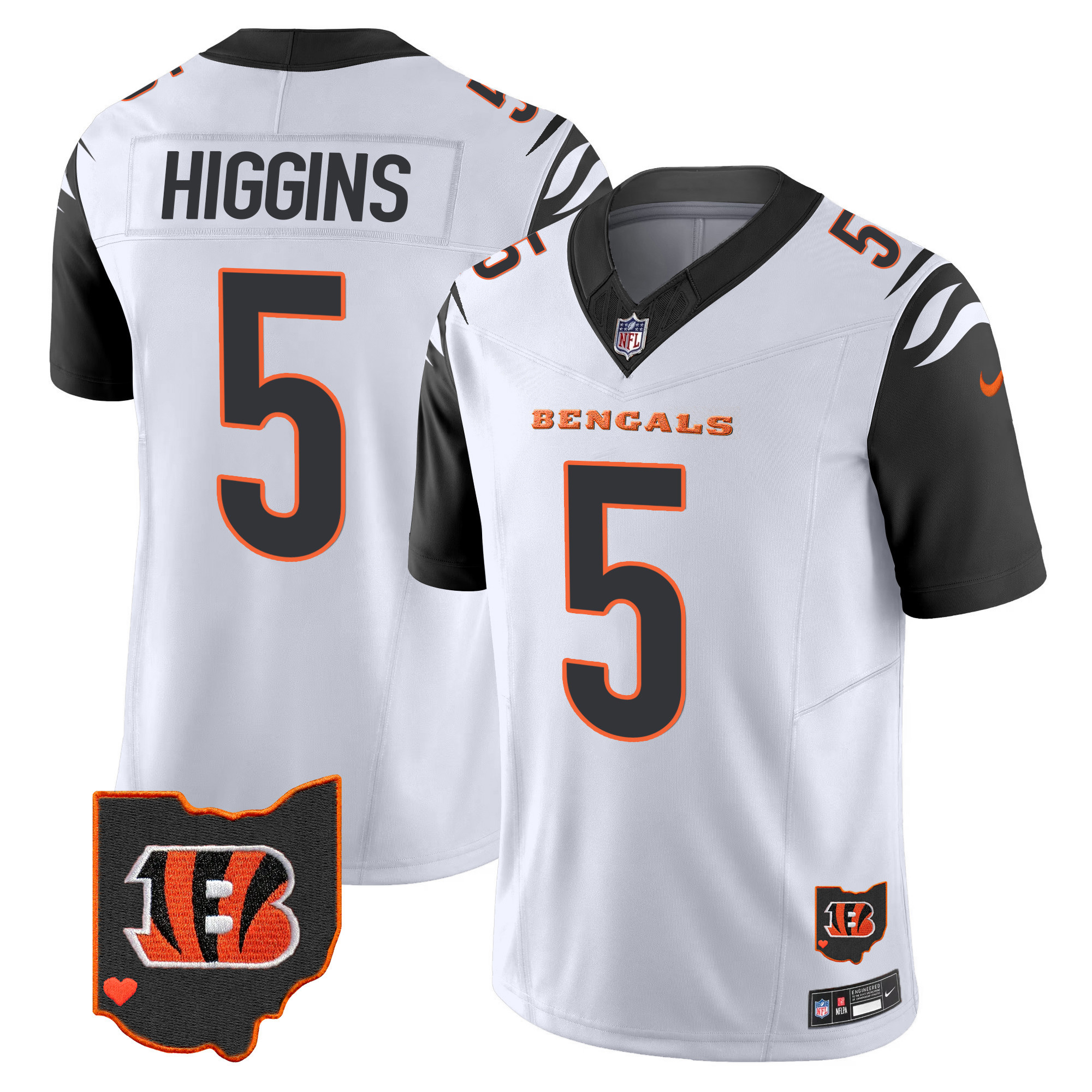 Tee Higgins Men's Cincinnati Bengals Ohio Patch Vapor Limited Color Rush Jersey - All Stitched 