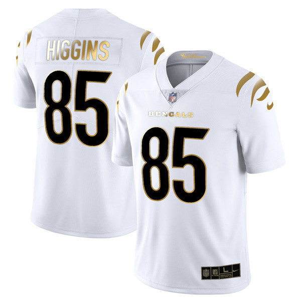 Tee Higgins Men's Cincinnati Bengals Player Vapor Limited White Gold Jersey - All Stitched 