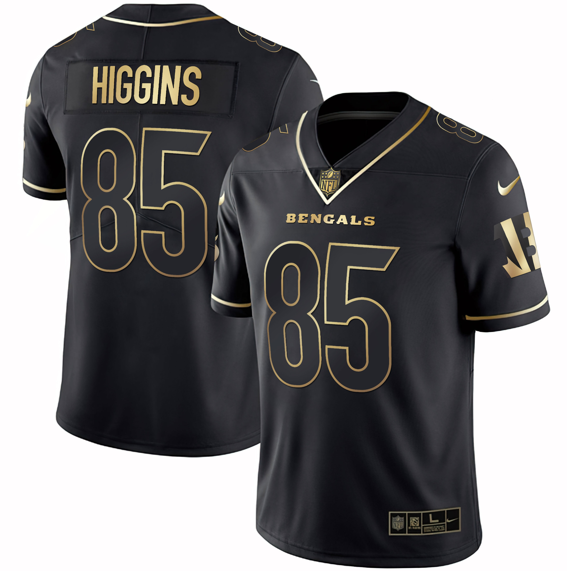 Tee Higgins Men's Cincinnati Bengals White Gold & Black Gold Black Gold Jersey - All Stitched 