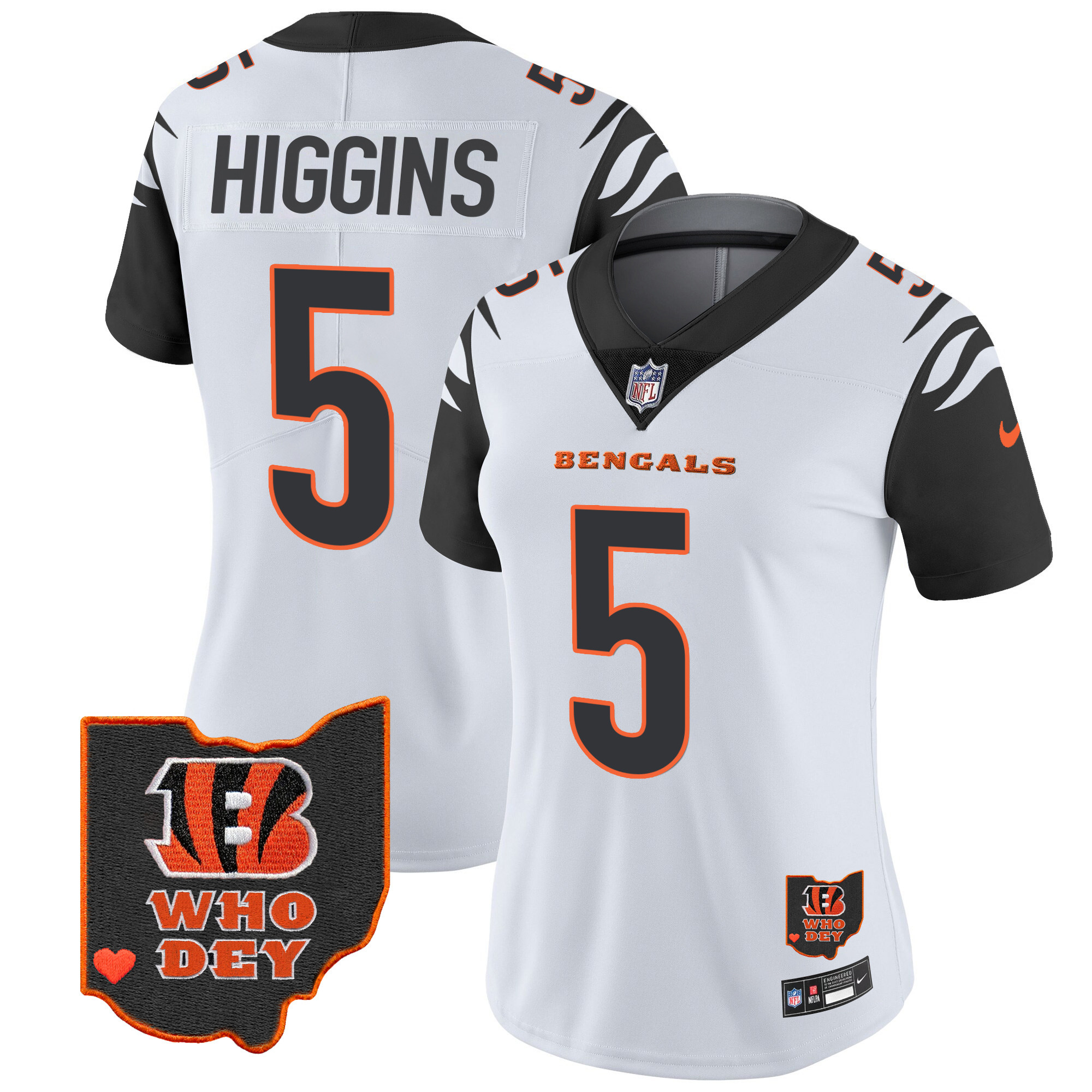 Tee Higgins Women's Cincinnati Bengals Ohio Patch Vapor Limited Color Rush Jersey - All Stitched 