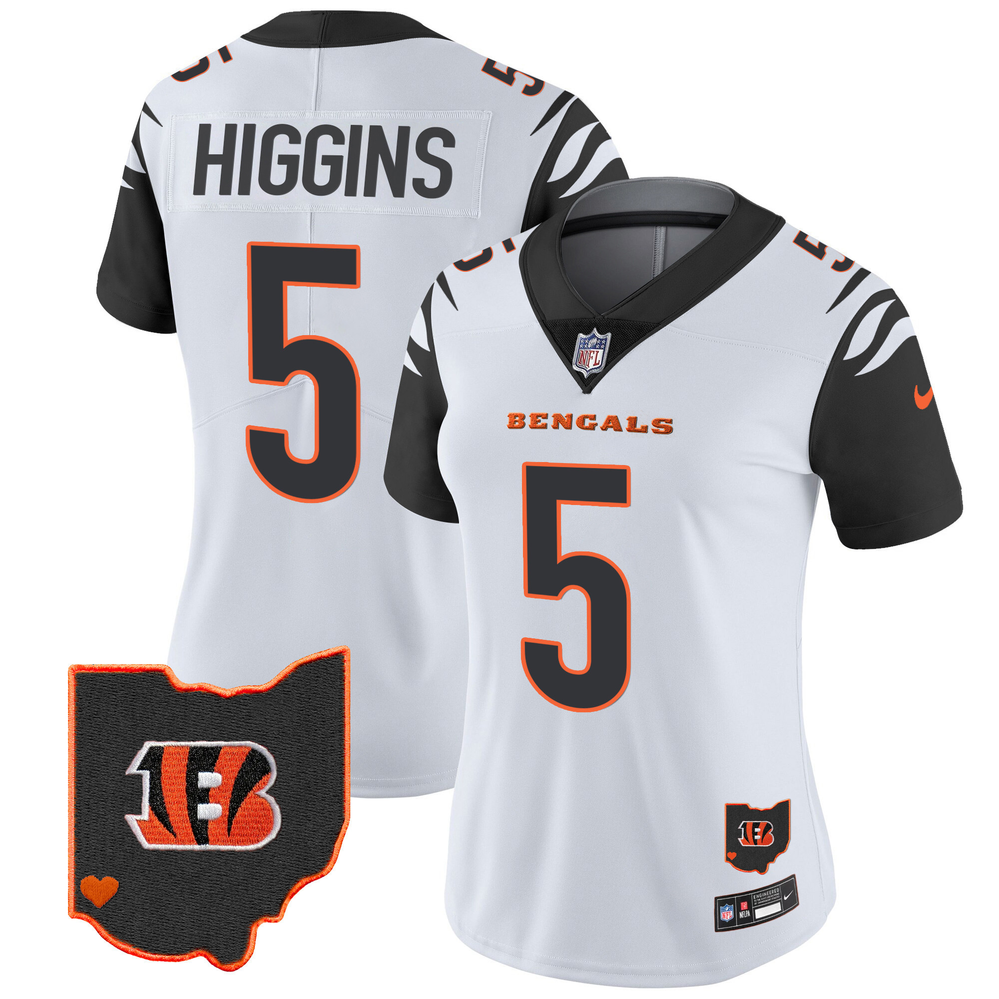 Tee Higgins Women's Cincinnati Bengals Ohio Patch Vapor Limited Color Rush Jersey - All Stitched 