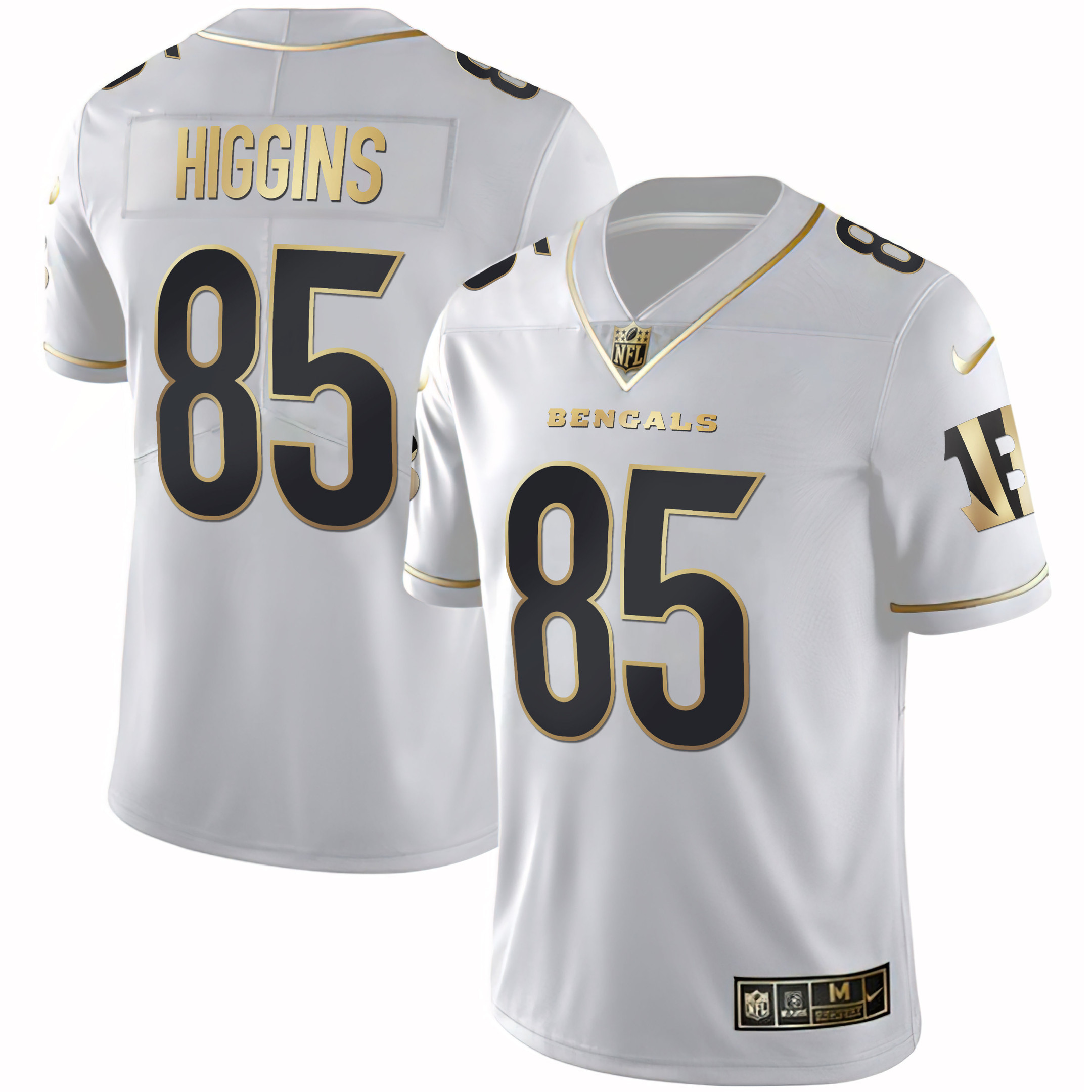 Tee Higgins Women's Cincinnati Bengals White Gold & Black Gold White Gold Jersey - All Stitched 